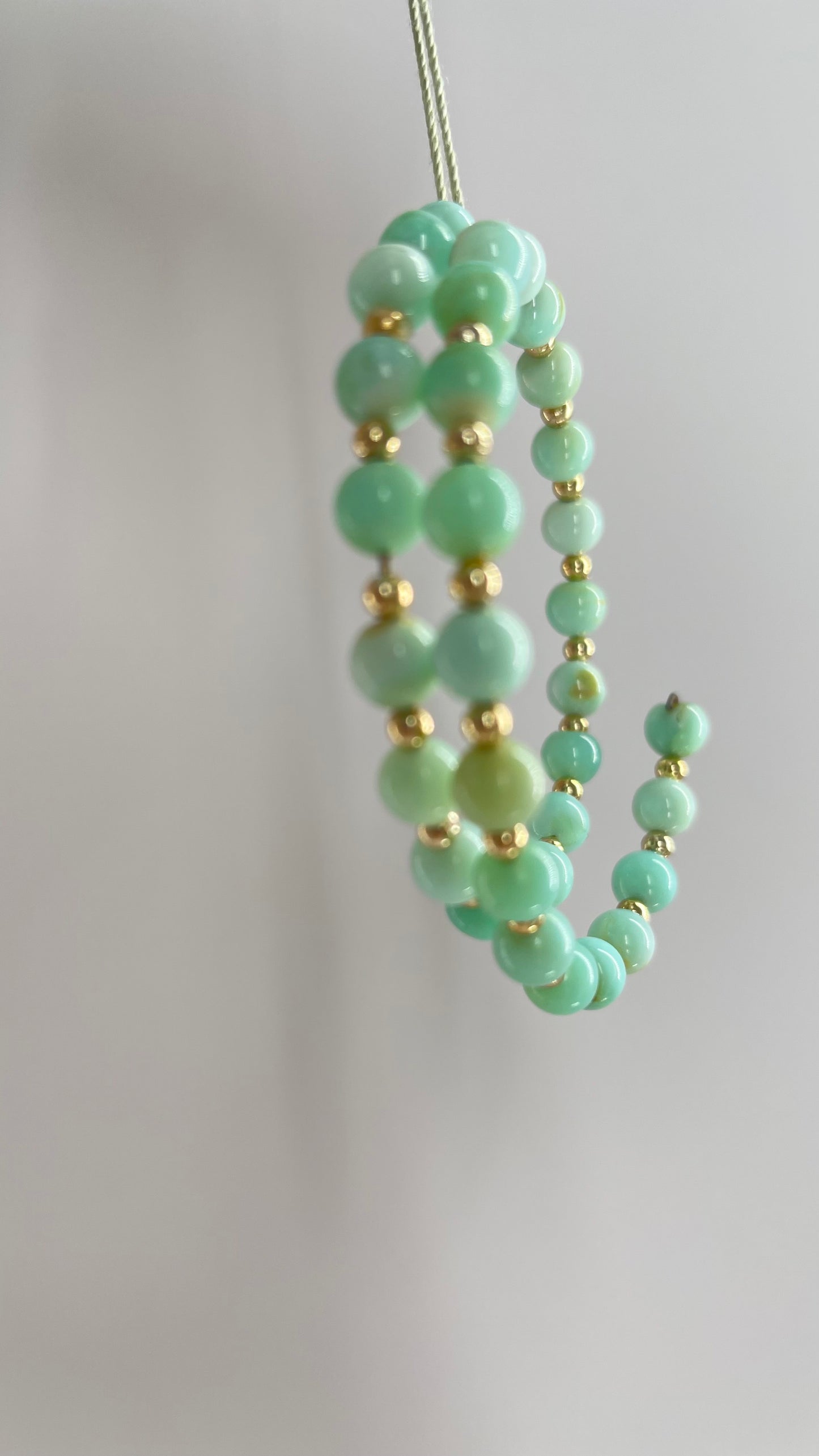 Vintage Blue Peruvian Opal Beads and Faux Gold Spacer Bangle