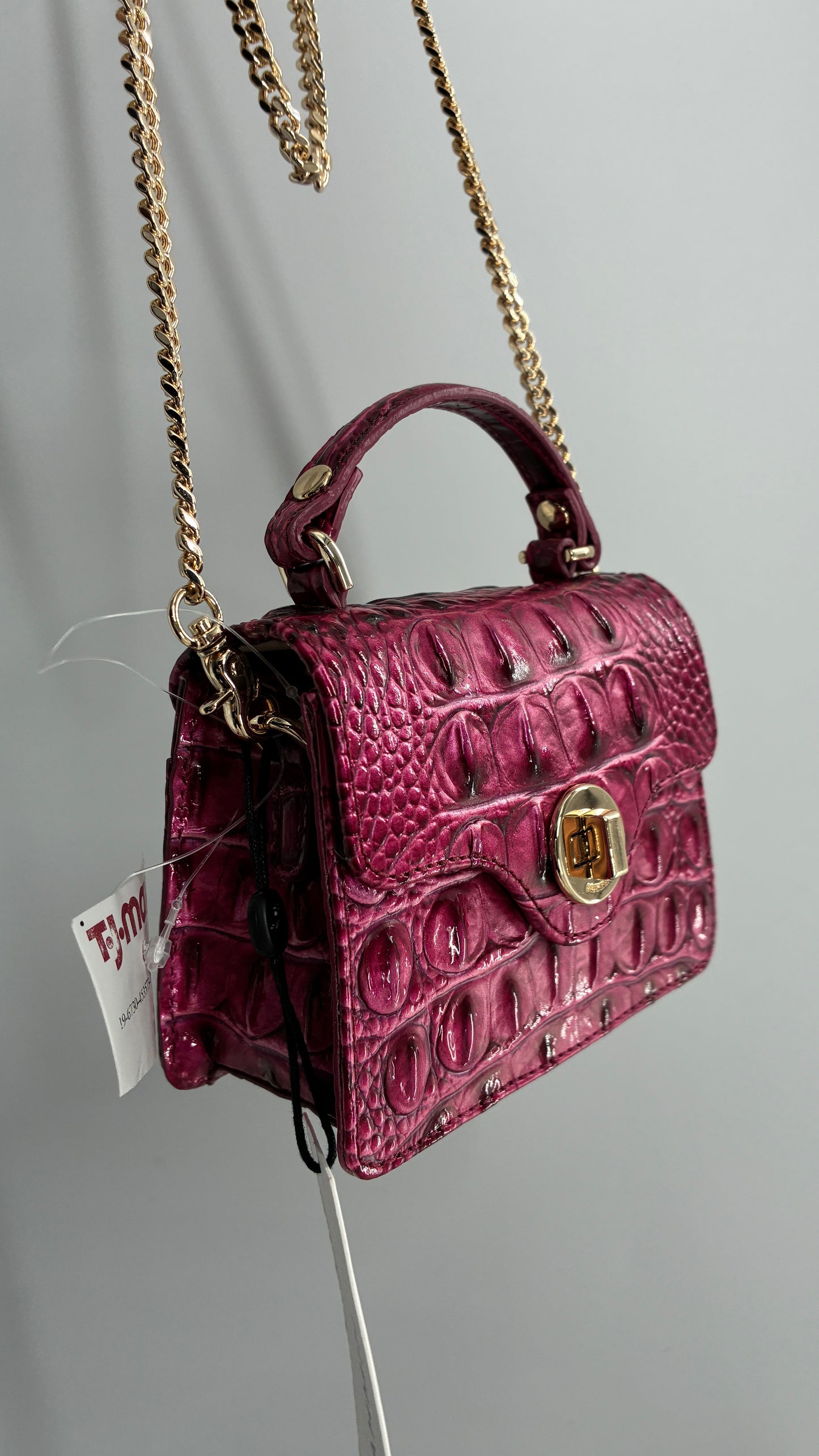 BRAHMIN Arietta Pomegranate Melbourne Mini Purse with Tags Attached, Gold Crossbody Chain and Authentication
