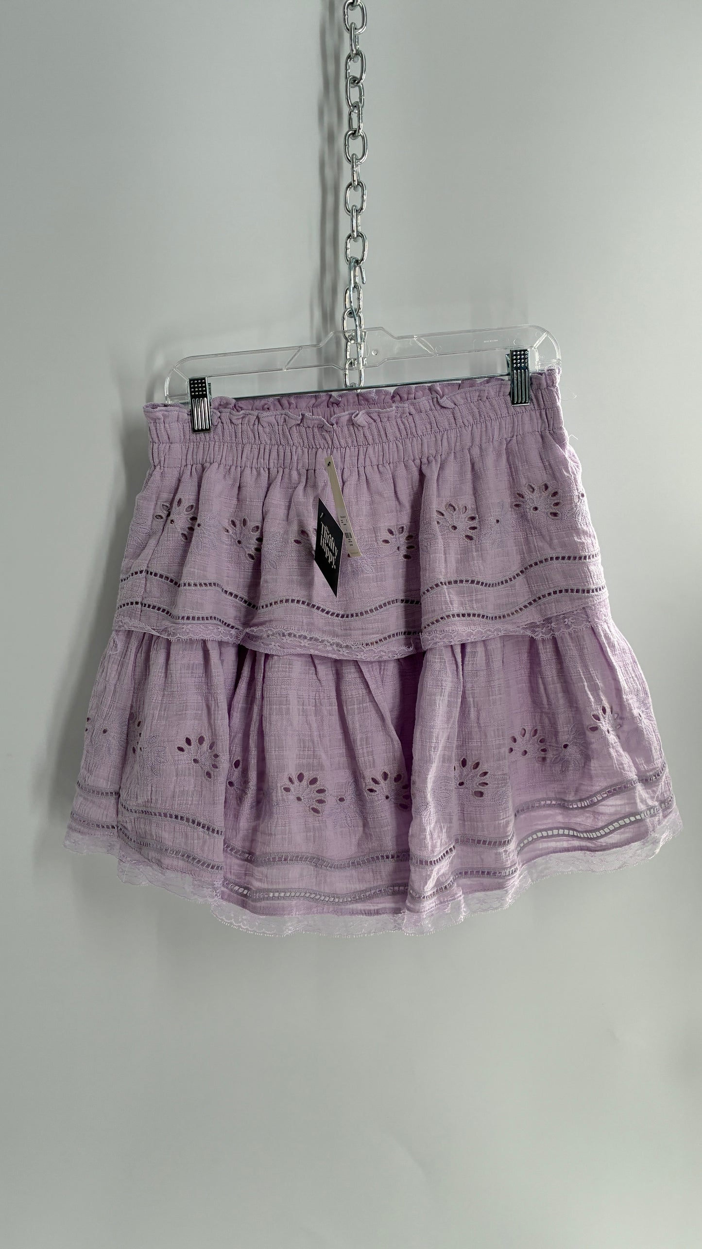 Francesca’s Lavender Lilac Tiered Ruffle Mini Skirt with Tags Attached (Large)