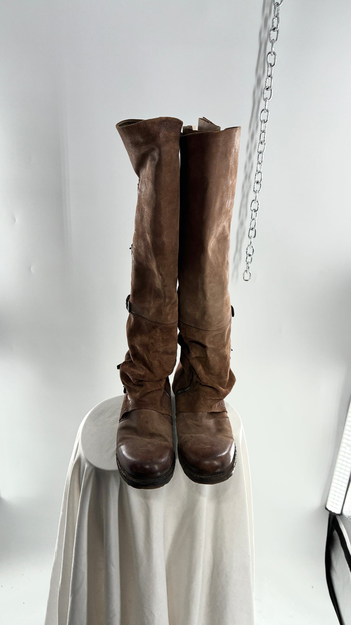 Tatum Over the Knee AS98 Distressed Worn Boots (41)