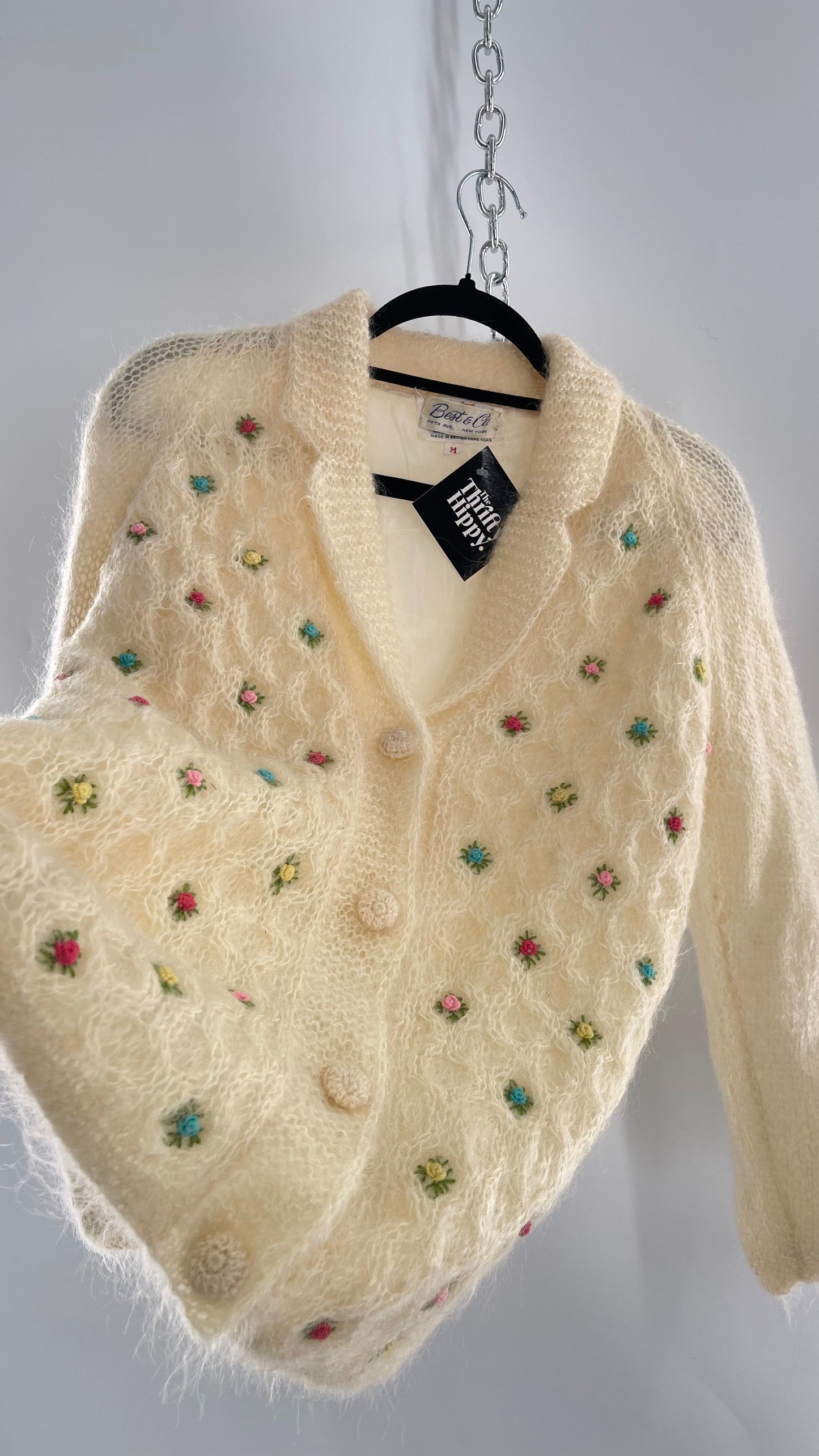Vintage Best & Co Lil Rose, Cream Granny Cardigan (Medium)