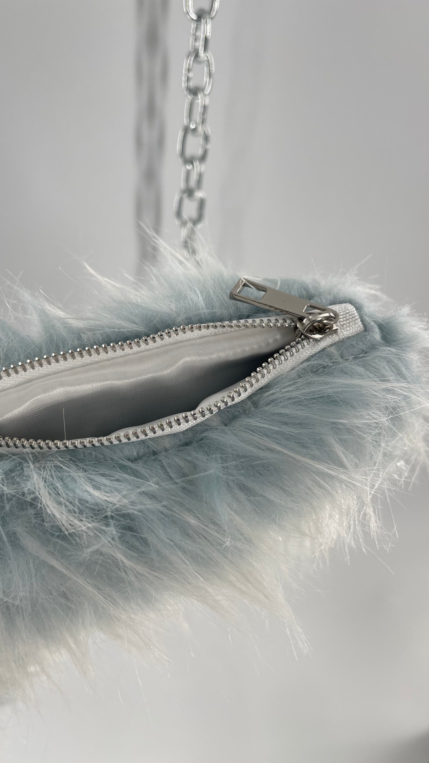 Urban Outfitters Baby Blue Troll Hair Fuzzy Makeup Bag