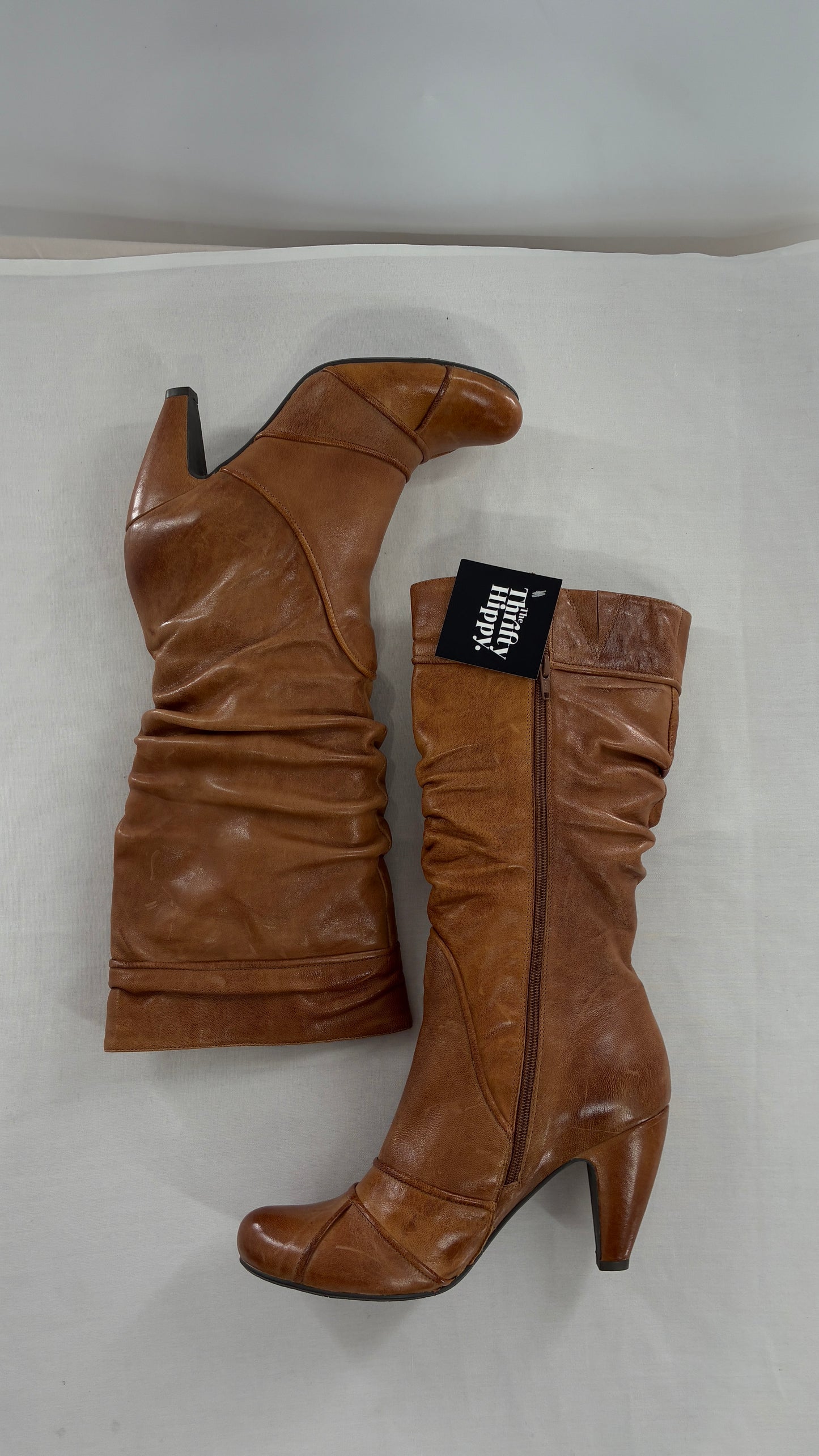 MIZ MOOZ Brown Leather Stacked Round Toe Boot (10)