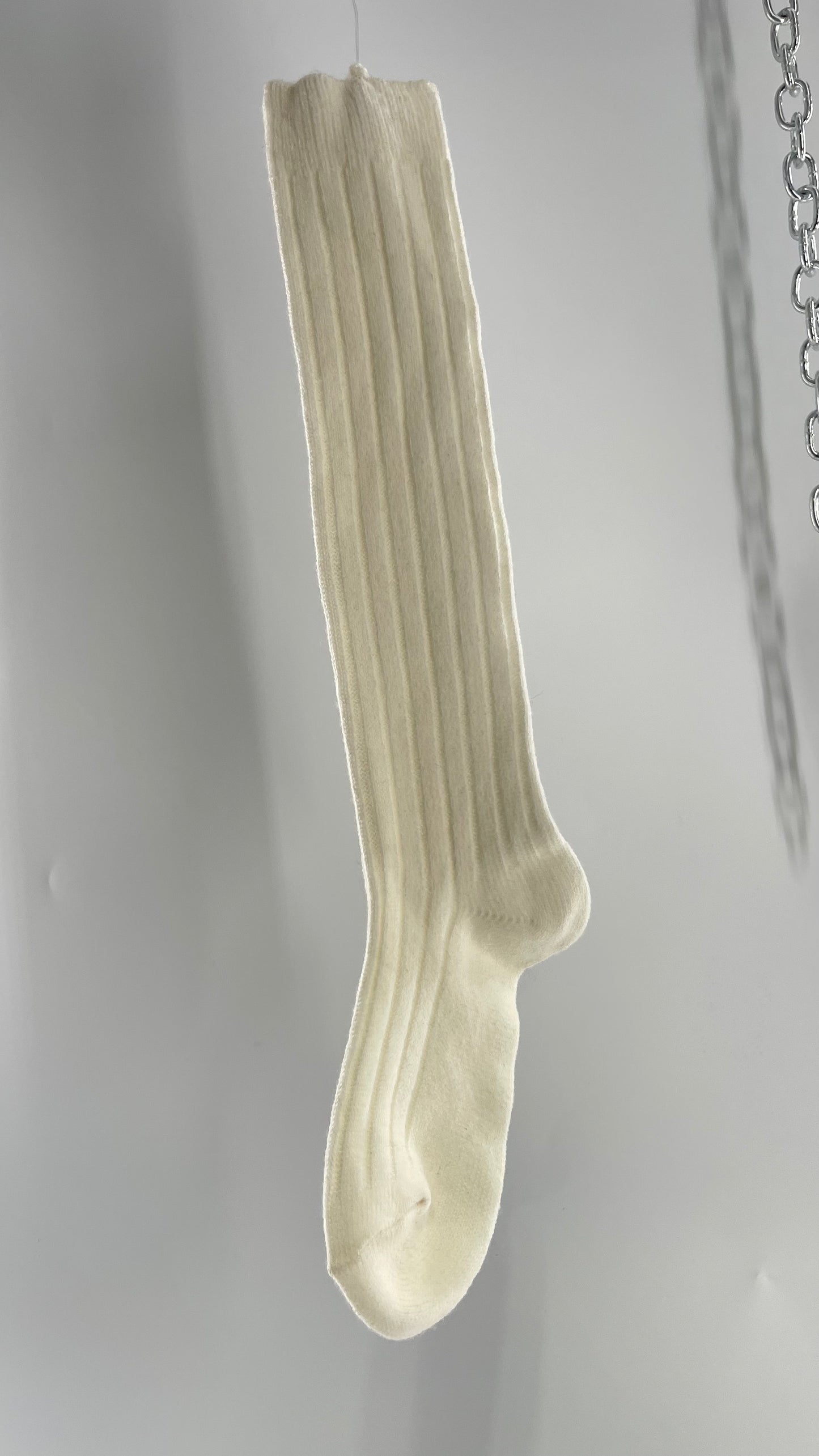 Free People Off White Ribbed Knee/Thigh High Socks