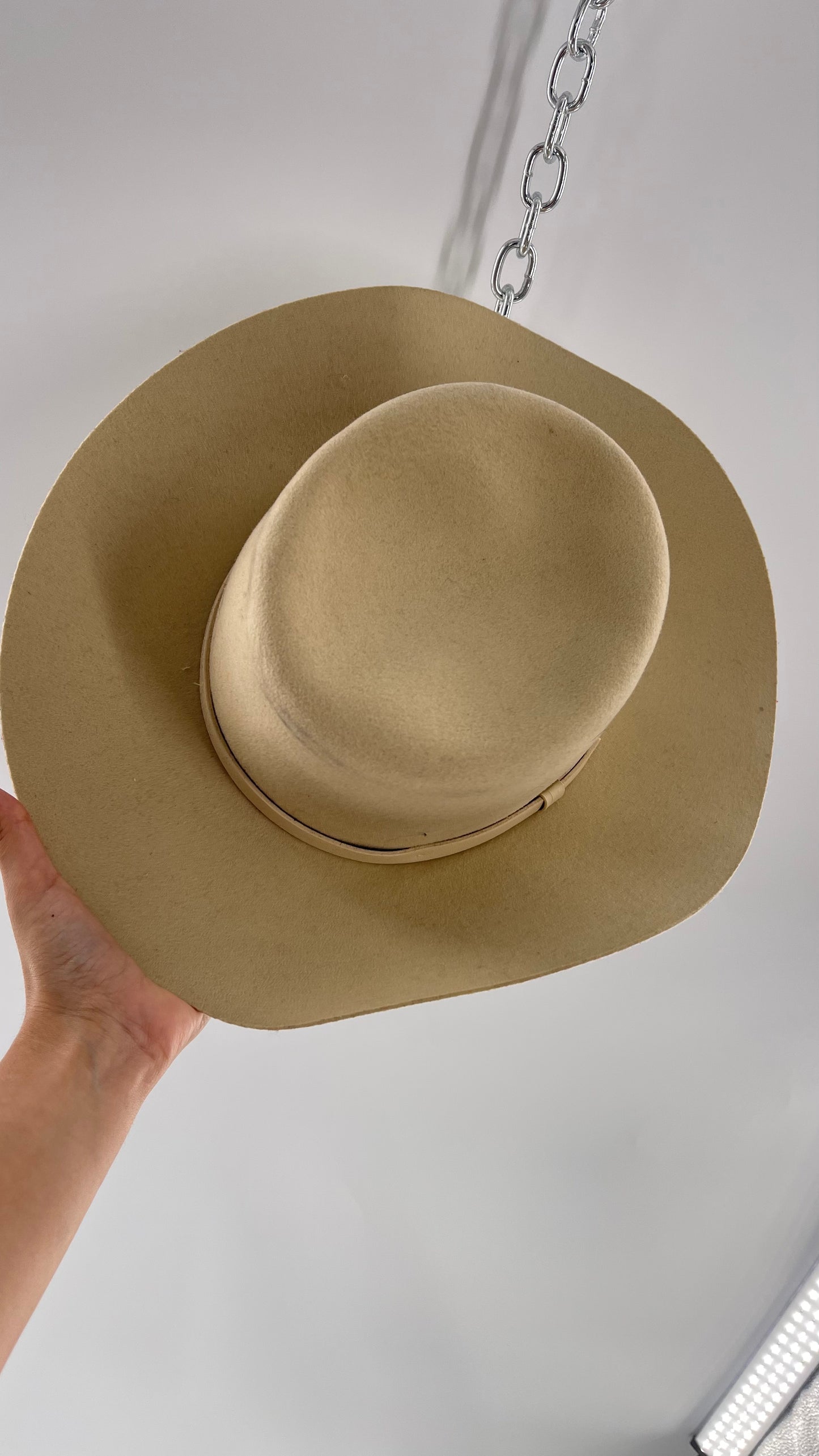 Free People Beige 100% Wool Wide Brimmed Sun Hat