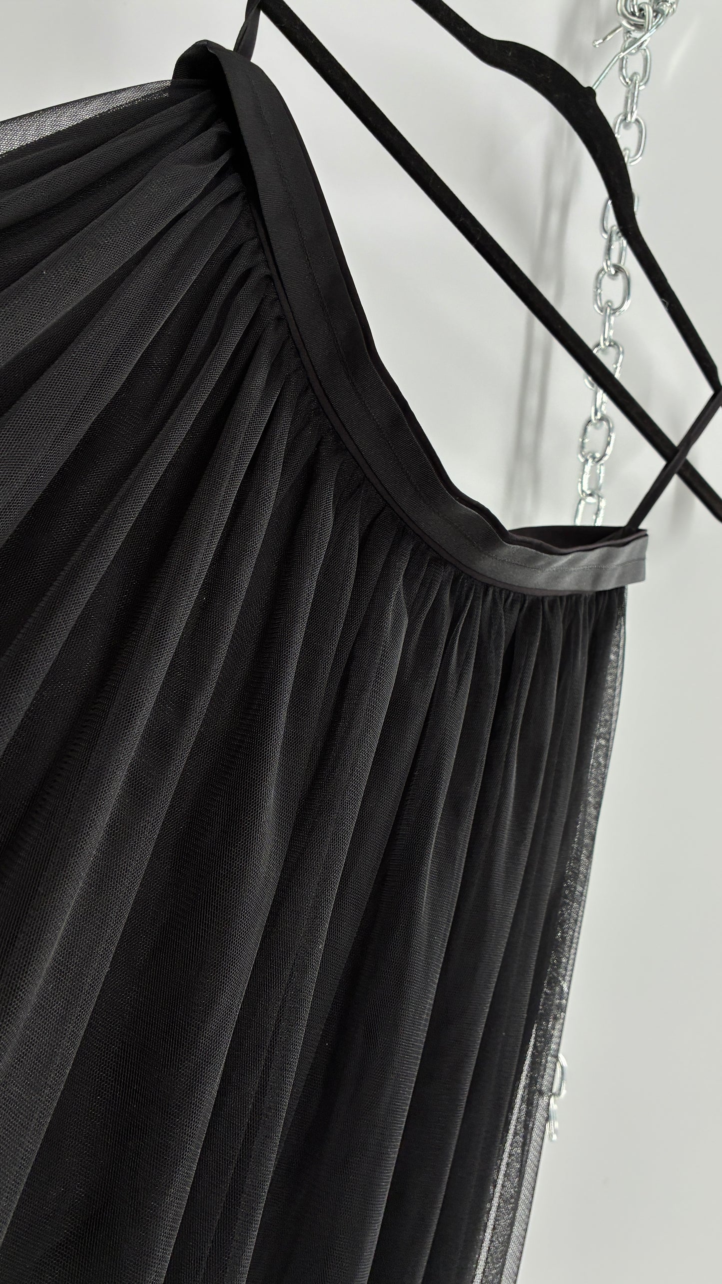 Needle & Thread Voluminous Black Multi Layer Mesh Full Length Skirt with Ribbon Waistline with Tags Attached (10)