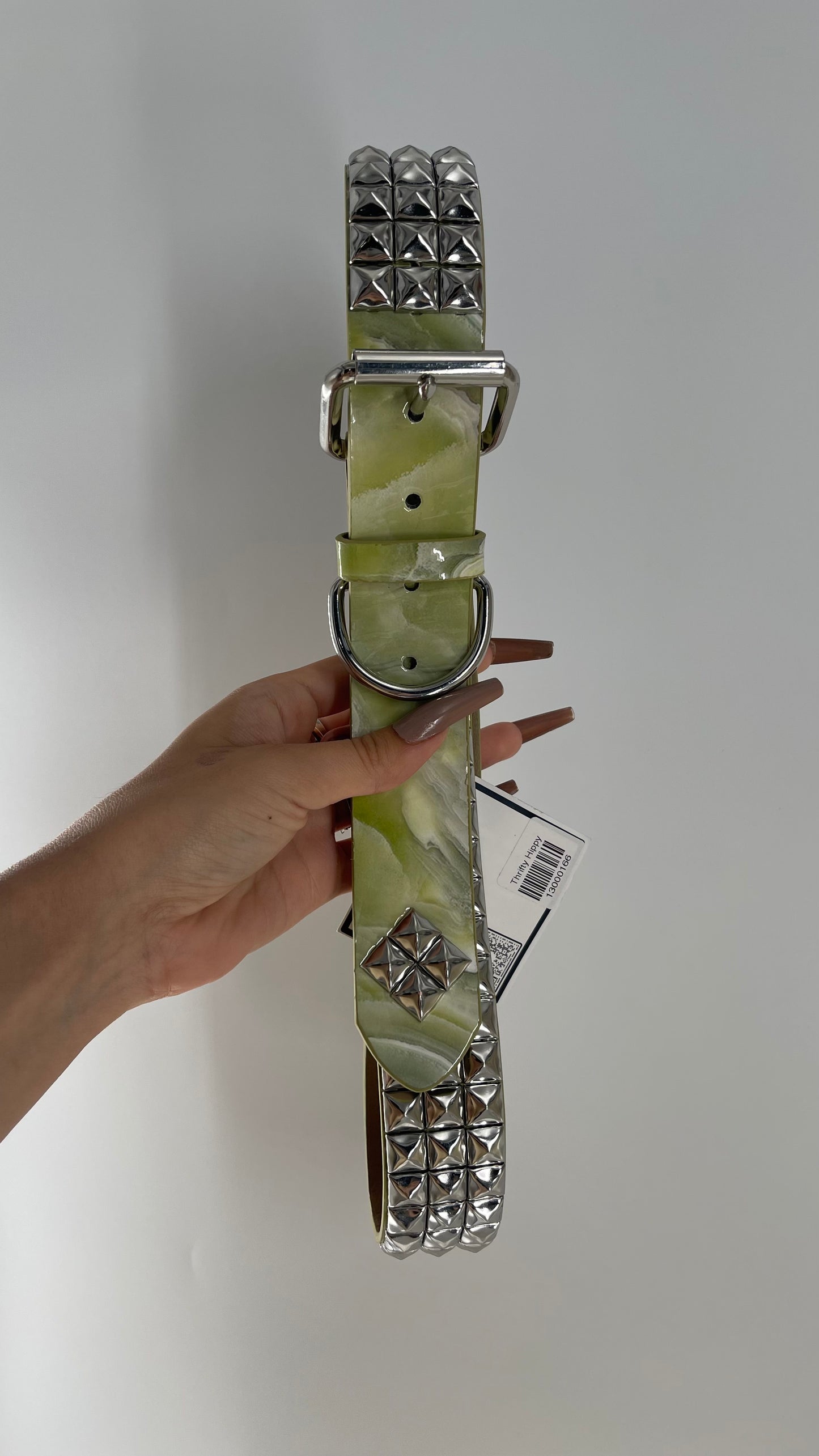 Urban Outfitters Green Marble Studded Belt (Medium)