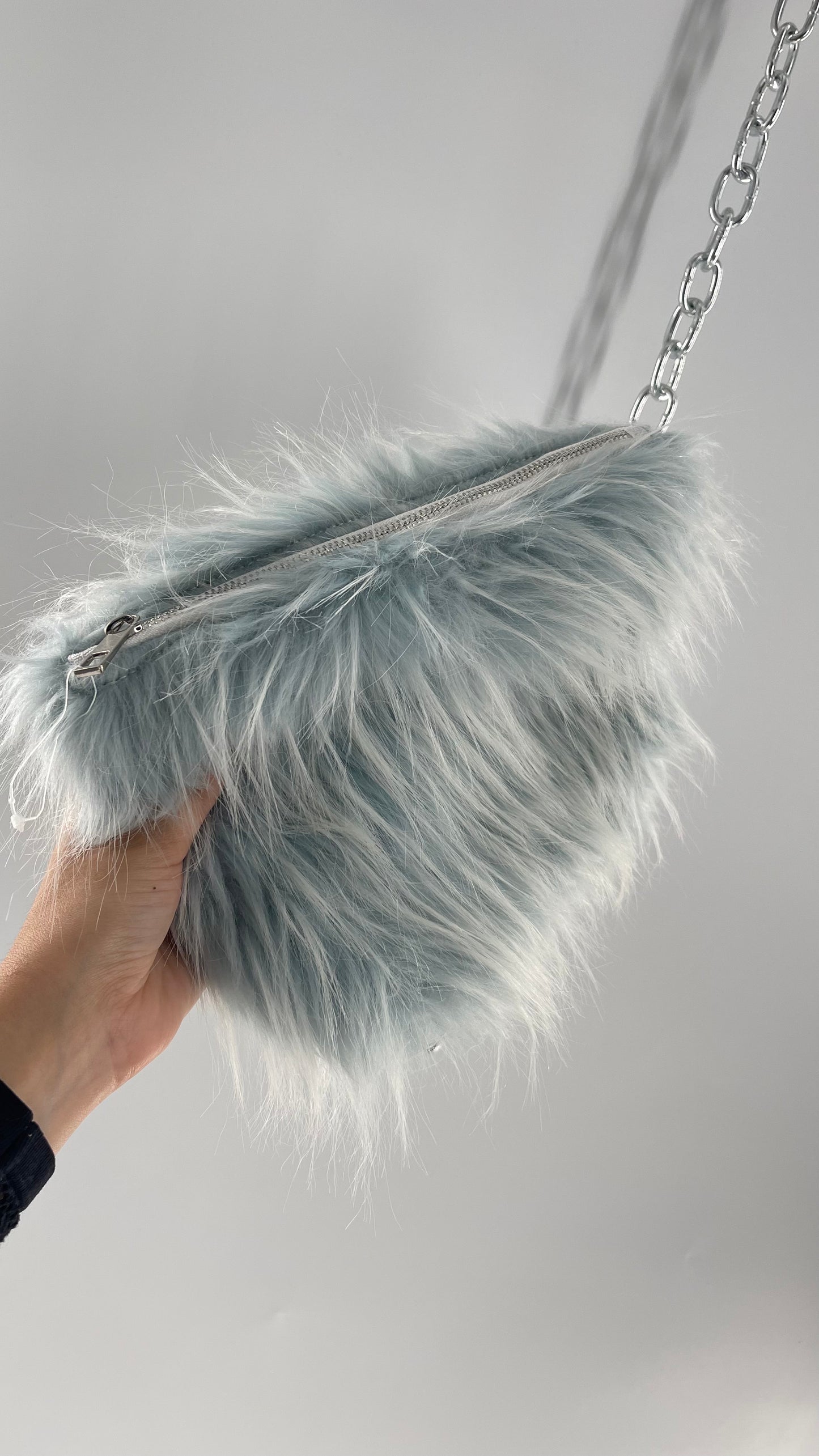 Urban Outfitters Baby Blue Troll Hair Fuzzy Makeup Bag