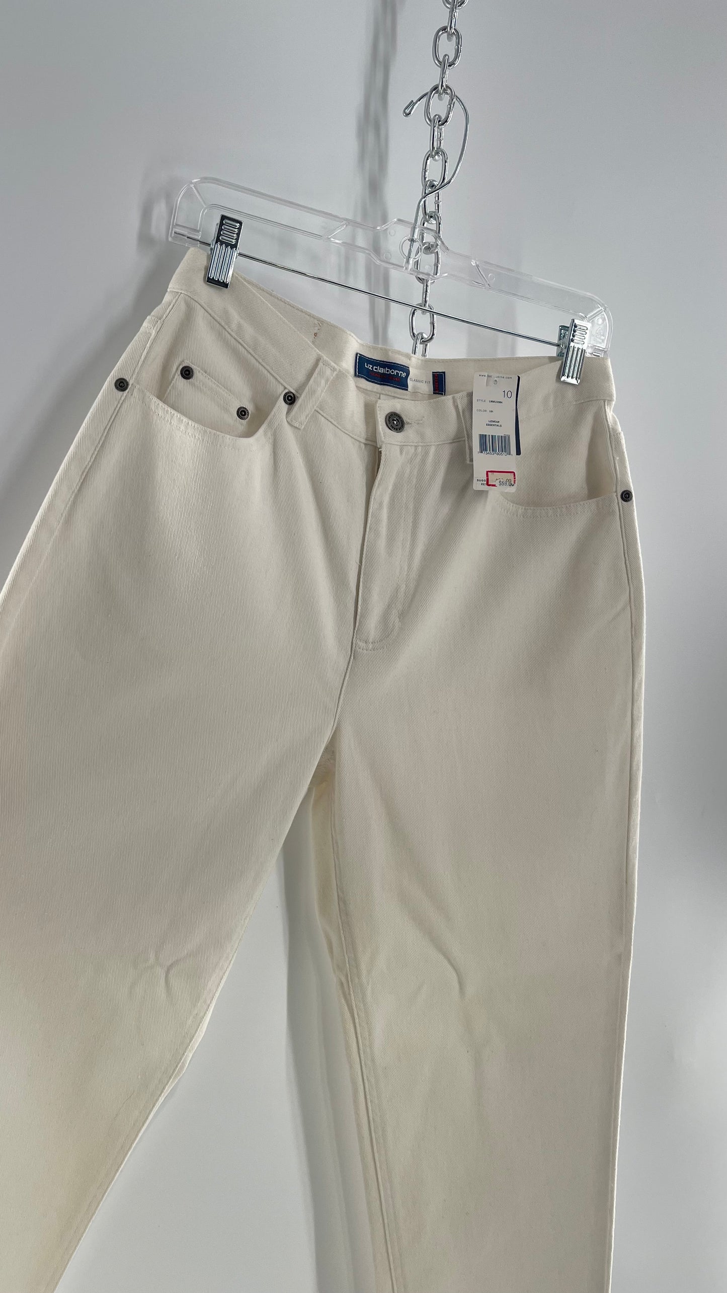 Dead stock Vintage White Liz Claiborne Jeans with distressed hem(Size 10 regular)
