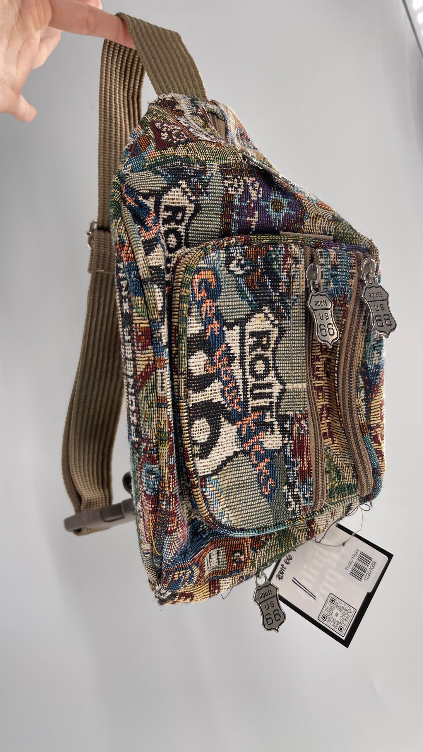 Route 66 Tapestry Fanny Pack with 6 Pockets