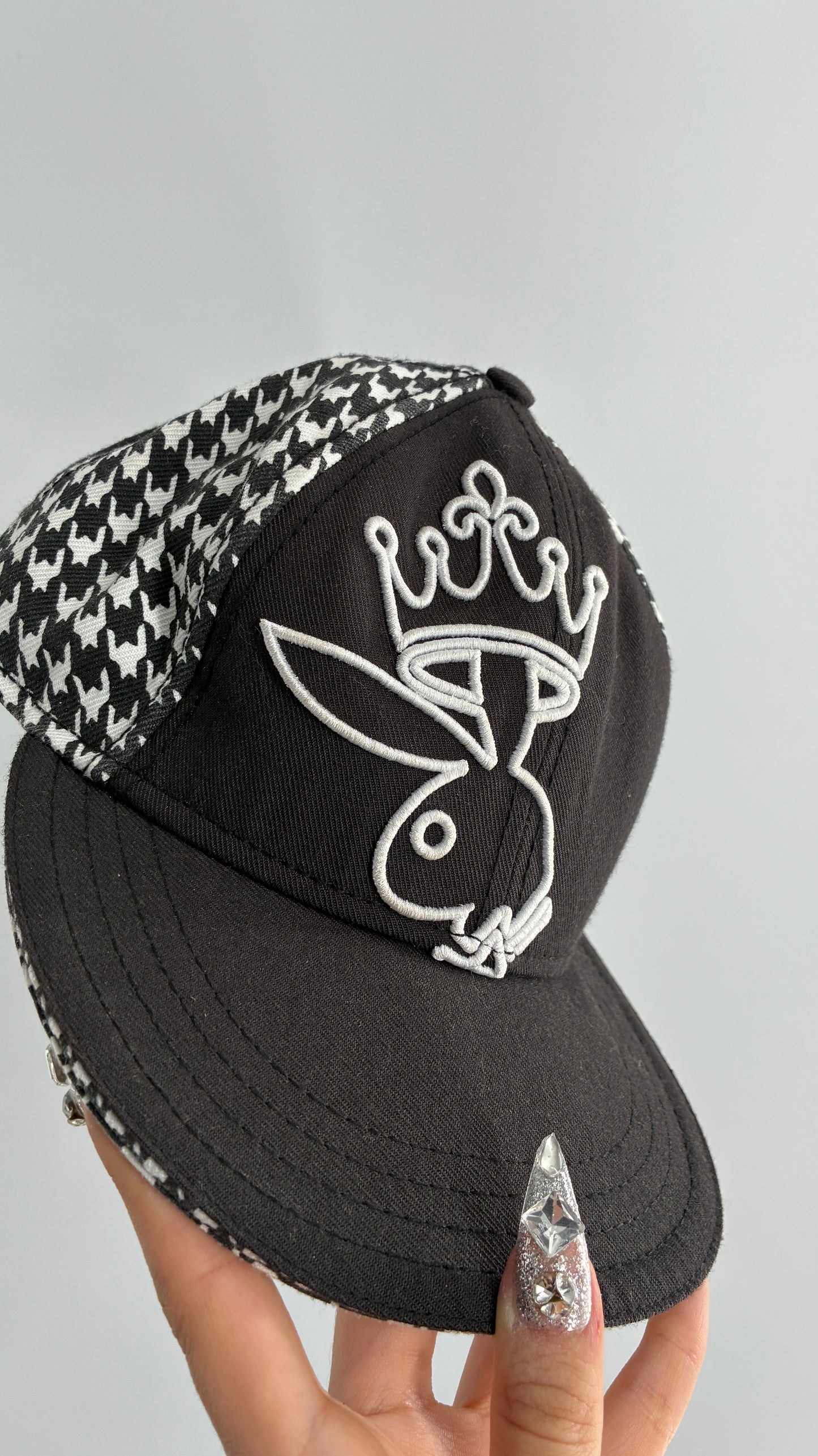 RARE Vintage PLAYBOY Embroidered Houndstooth Hat