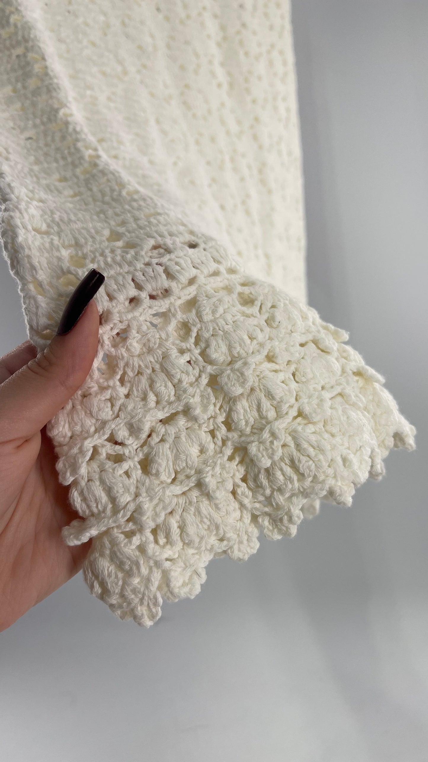 Anthropologie White Crochet Knit MIDI Dress with Tags Attached