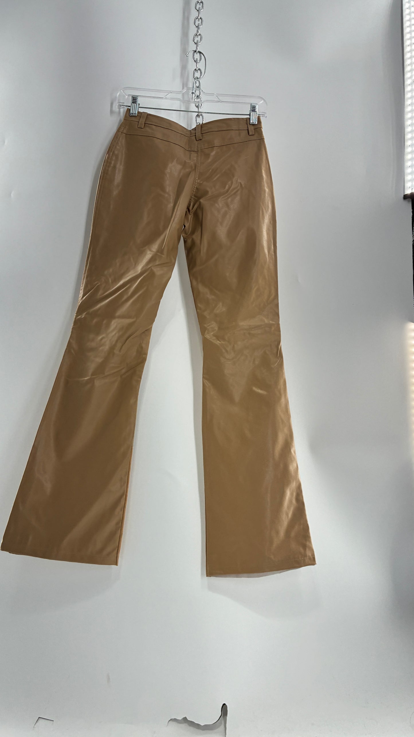 Vintage OUTER EDGE Patchwork Vegan Leather Kickflares with Tie Up Waistline (3)