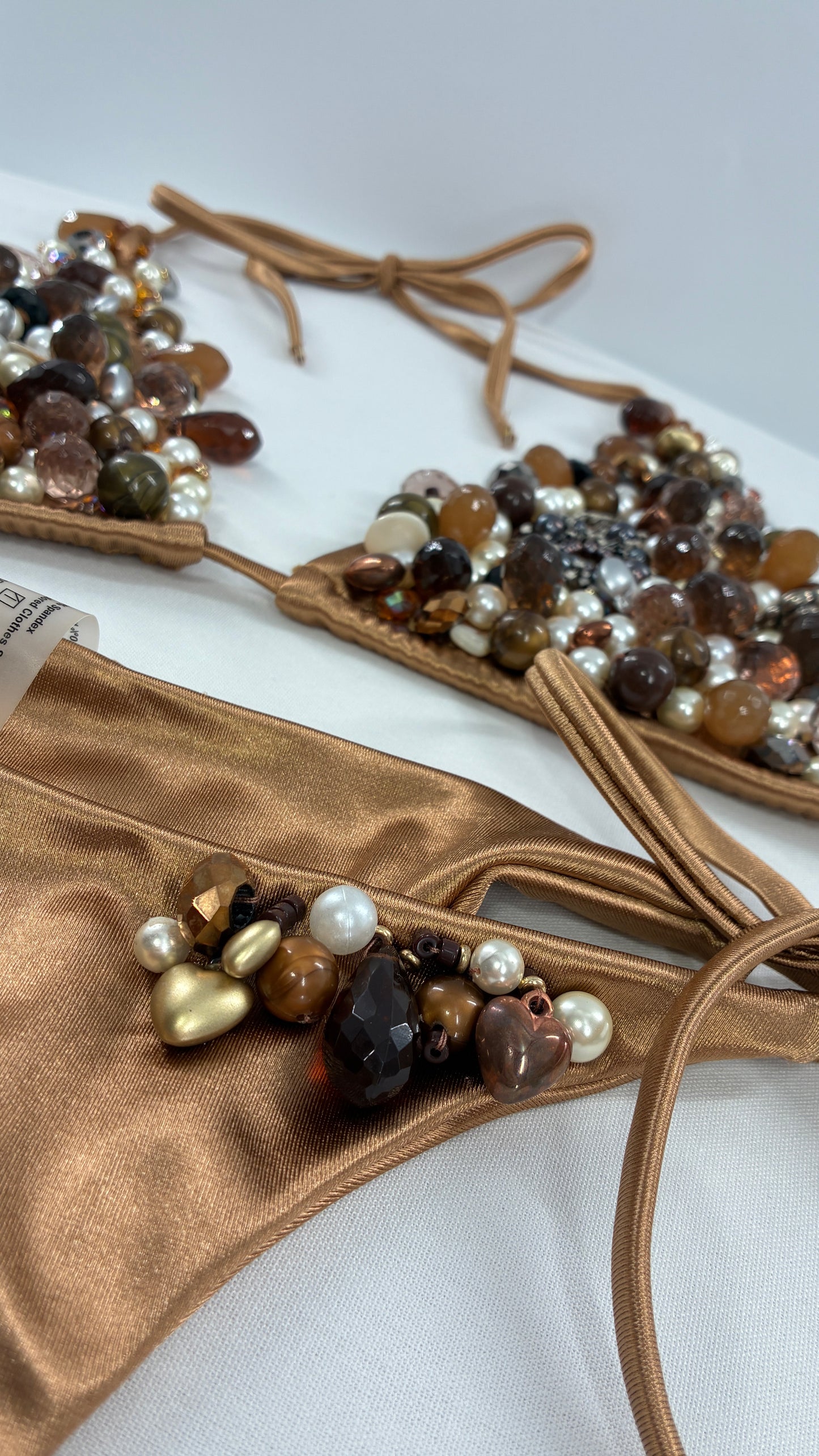 Handmade, Bronze and Beaded Swimsuit (Medium)