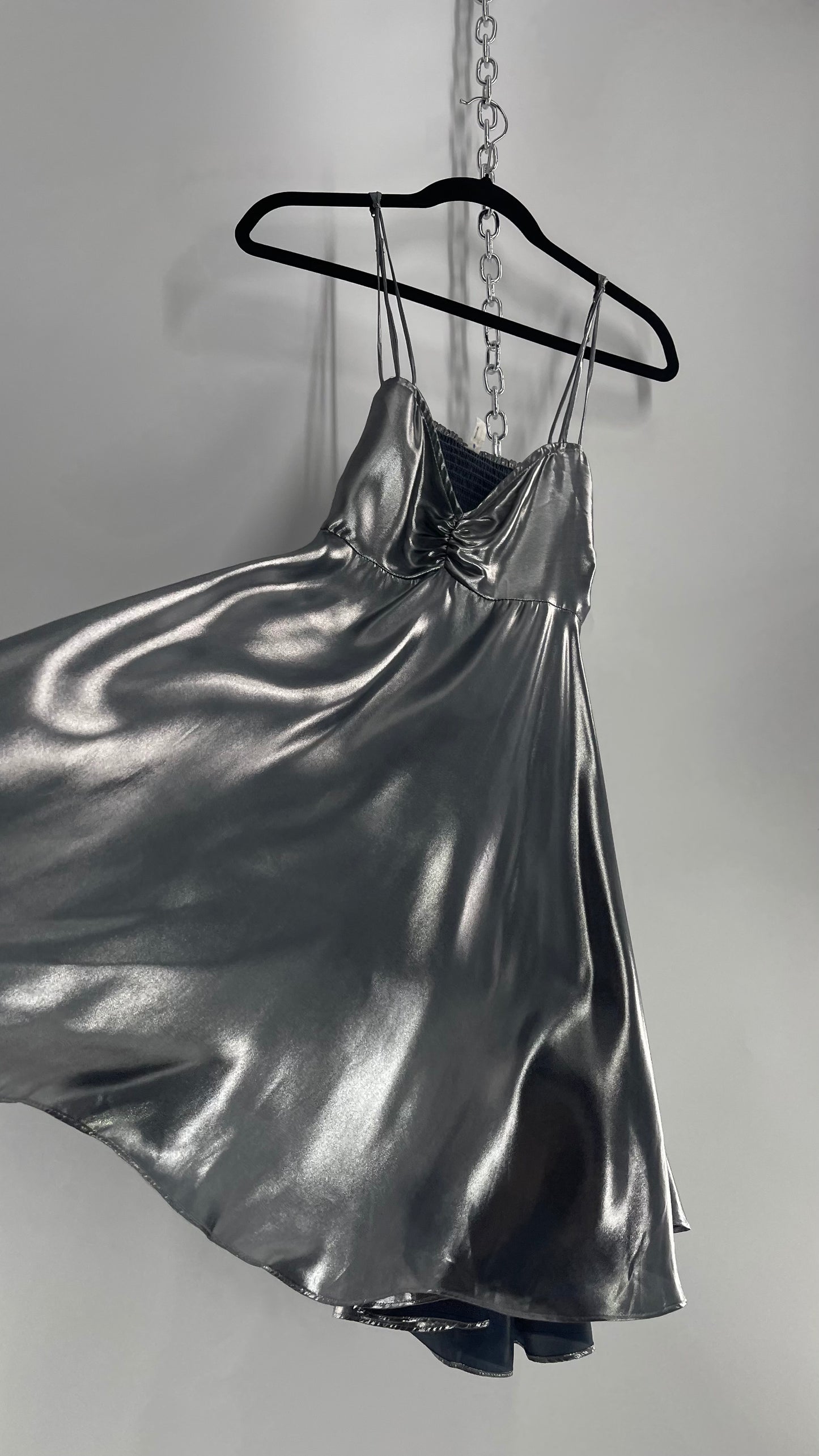 Intimately Free People Liquid Metal Silver Backless Dress (XS)