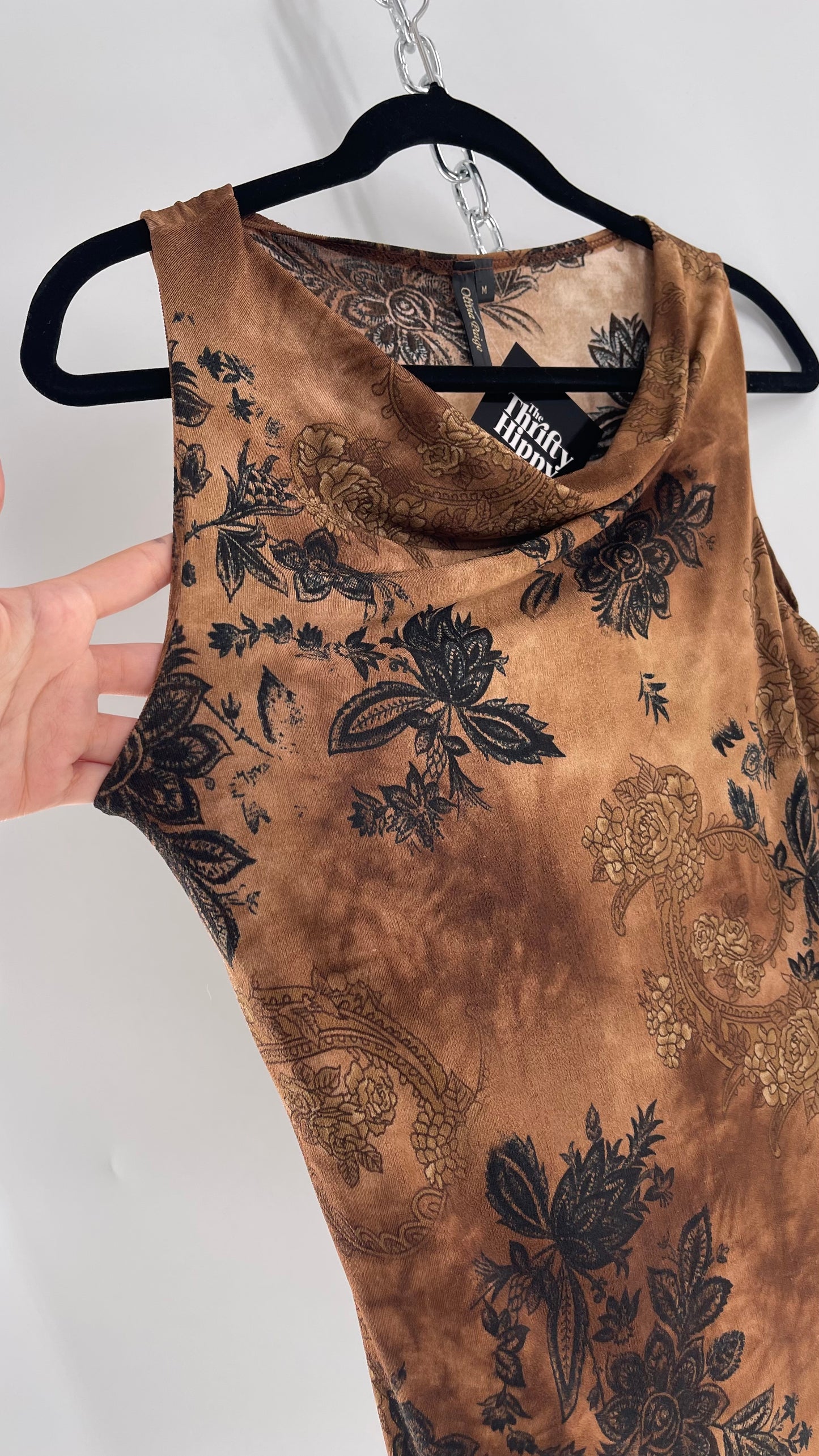 Vintage Olivia Paige Brown Tie Dye Floral Tank (Medium)