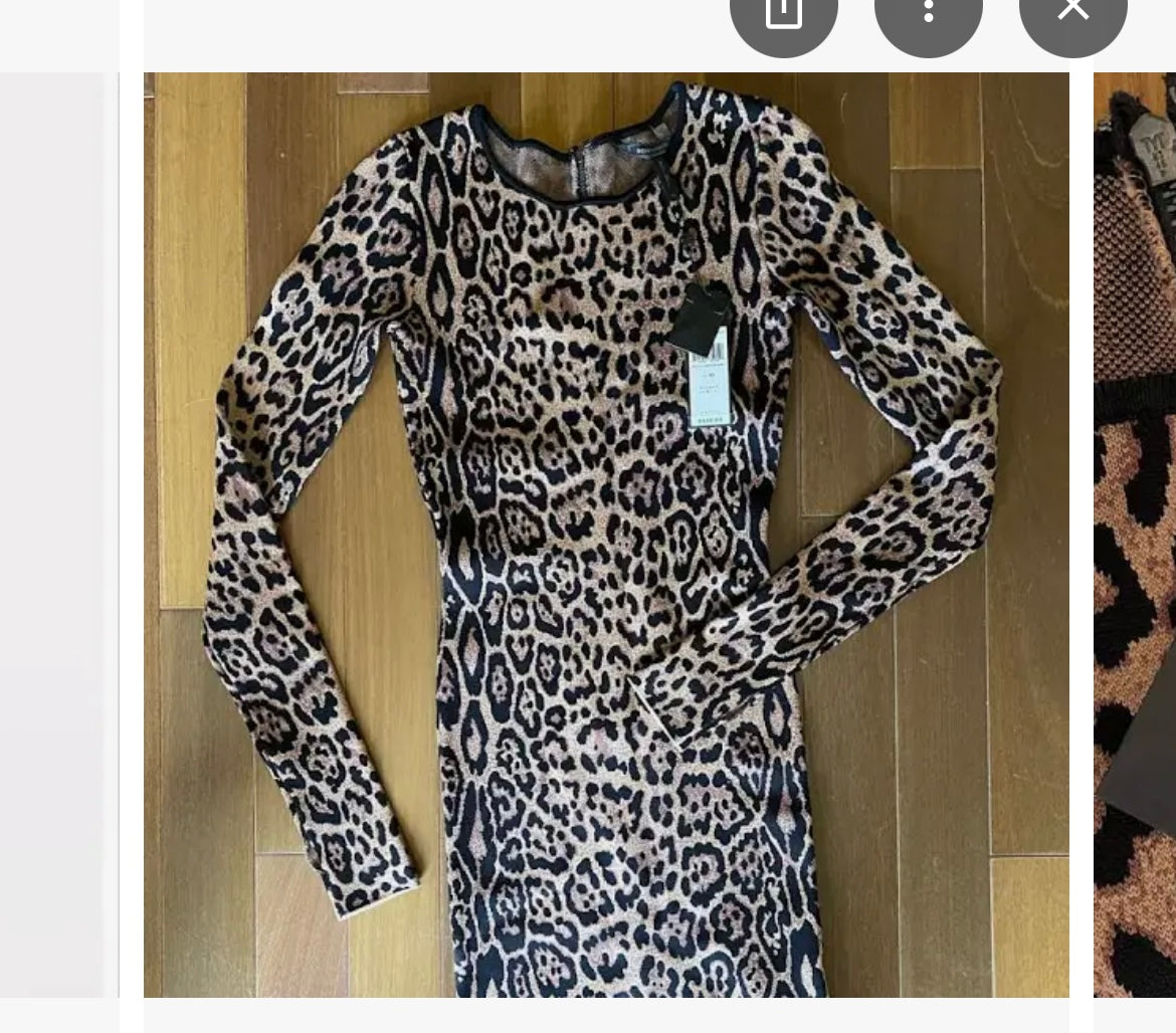 Vintage BCBG MAXAZRIA Sheena Ultra Thick Knit, Compression Leopard/Cheetah Printed Mini Dress (XS)