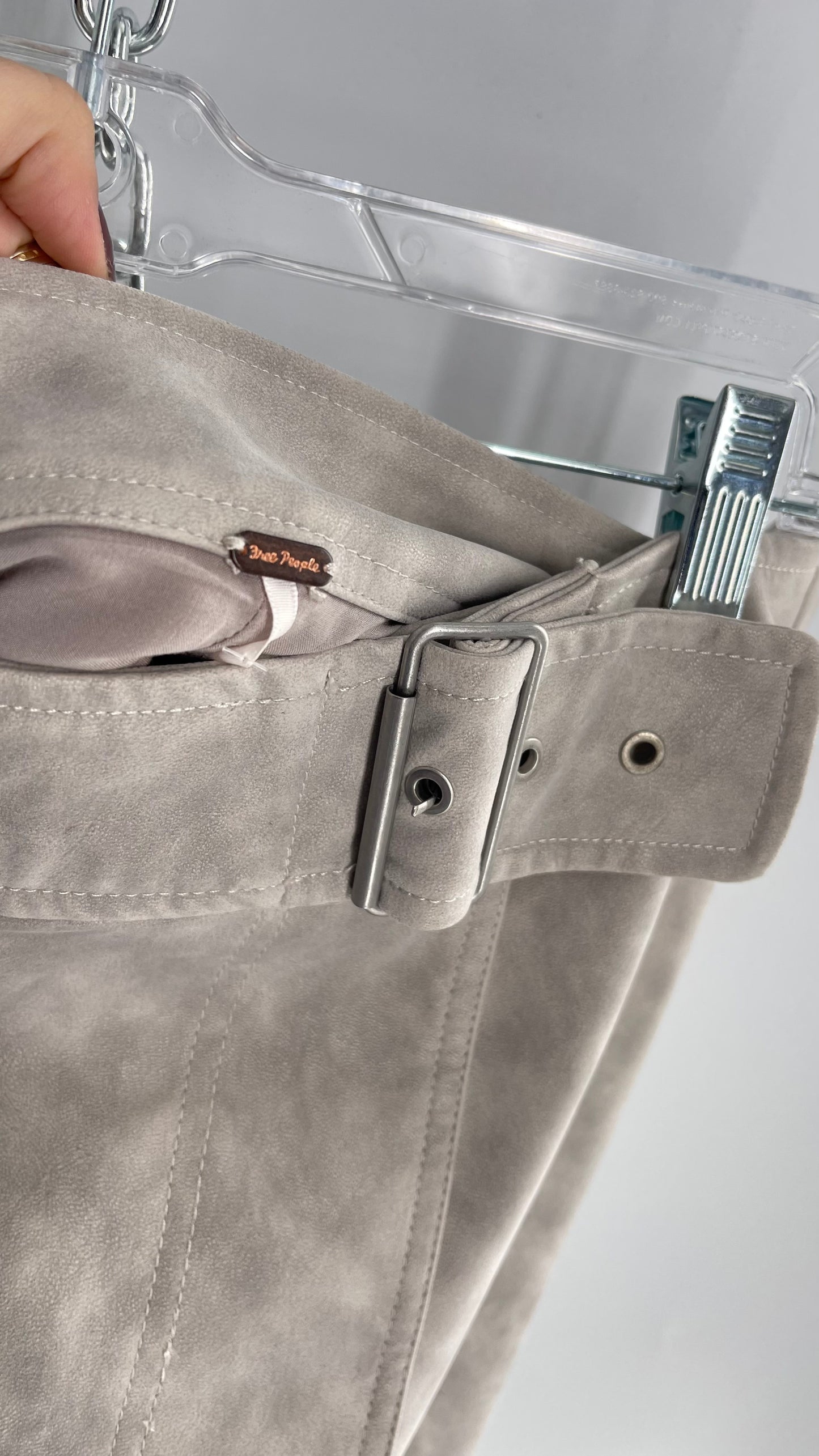 Free People Grey Vegan Leather Big Buckle Mini with Button Bag (10)