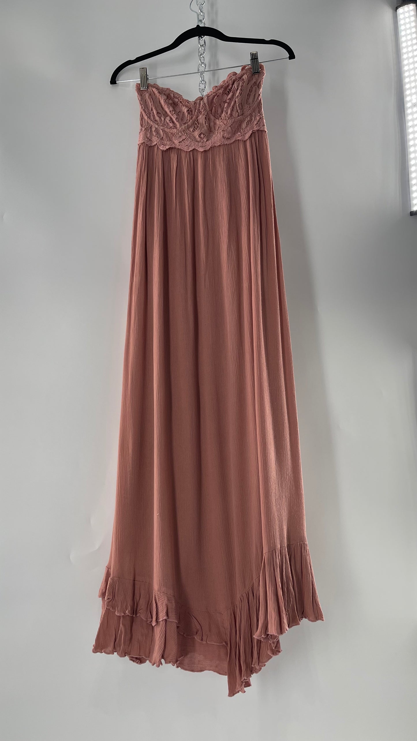 Free People Adella Mauve/Dusty Pink Full Length Maxi Dress (Small)