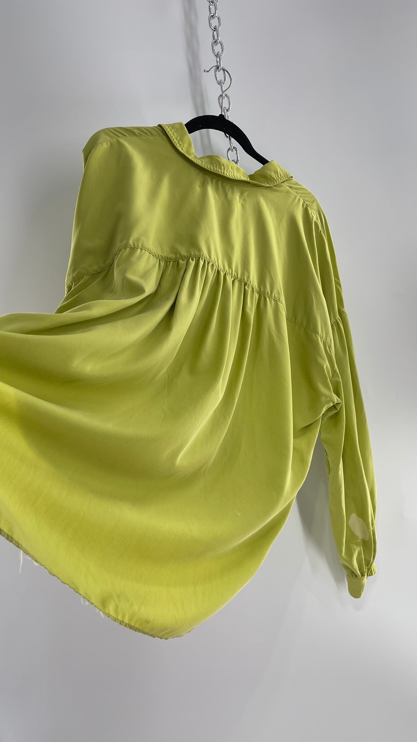 Free People 76% Modal Green Drop Shoulder Baggy Oversized Tunic Blouse (Medium)