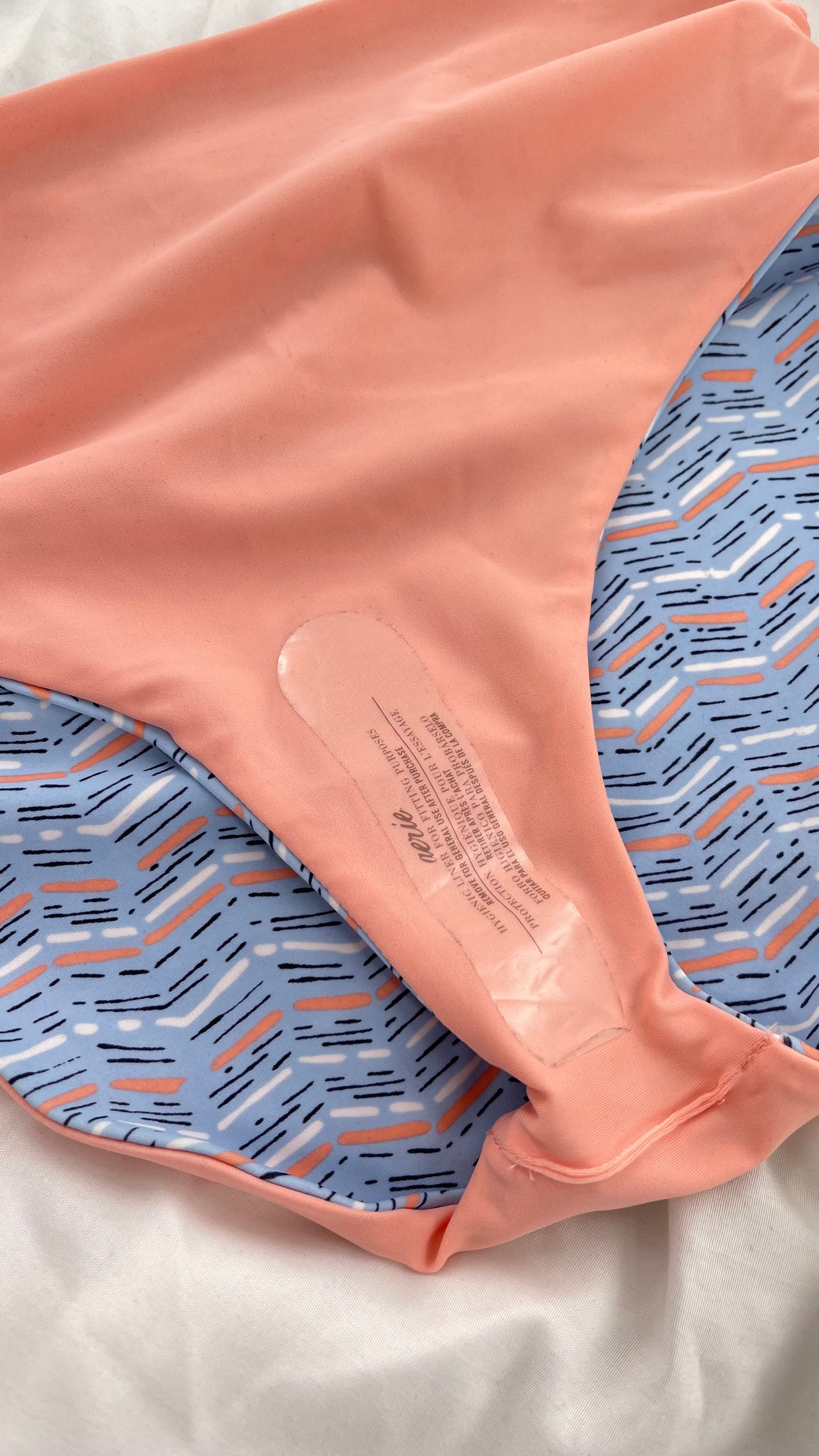 AERIE Pink/Powder Blue Reversible High Waisted Swim Bottoms (Medium)