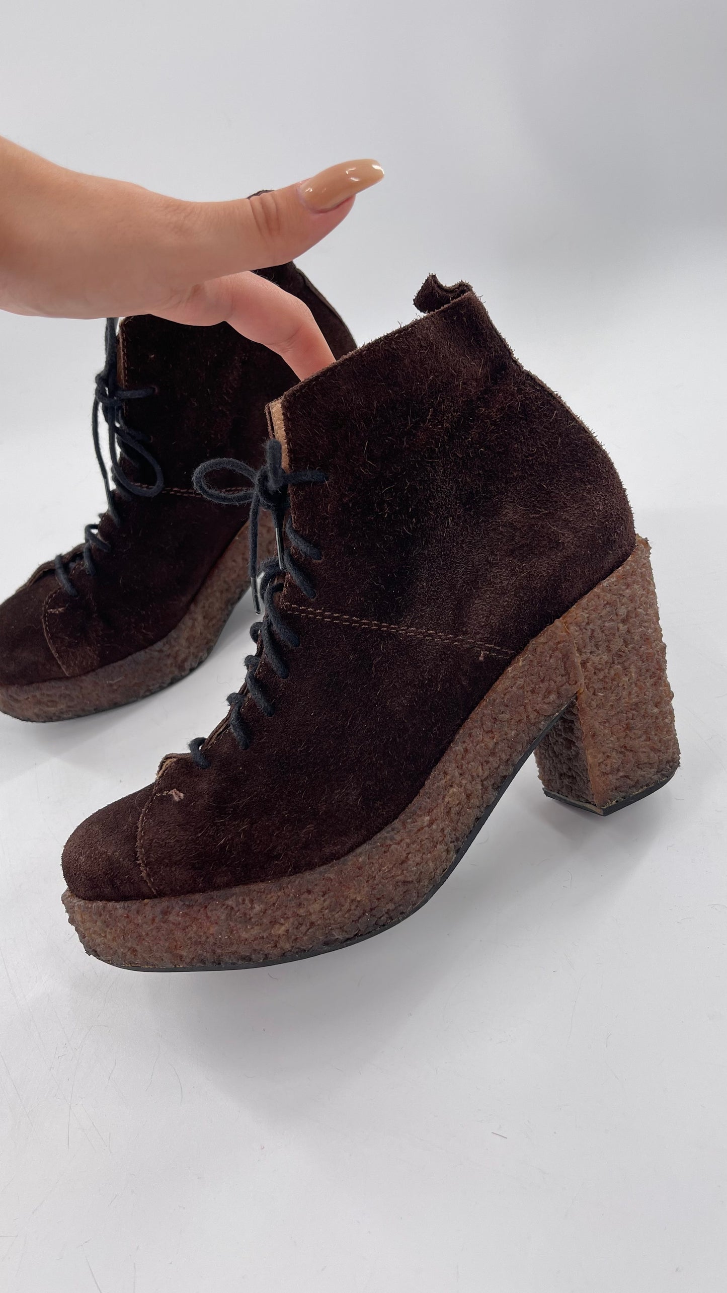 Vintage Amish Brown Lace Up Suede Boots - Apparently Size 7-71/2