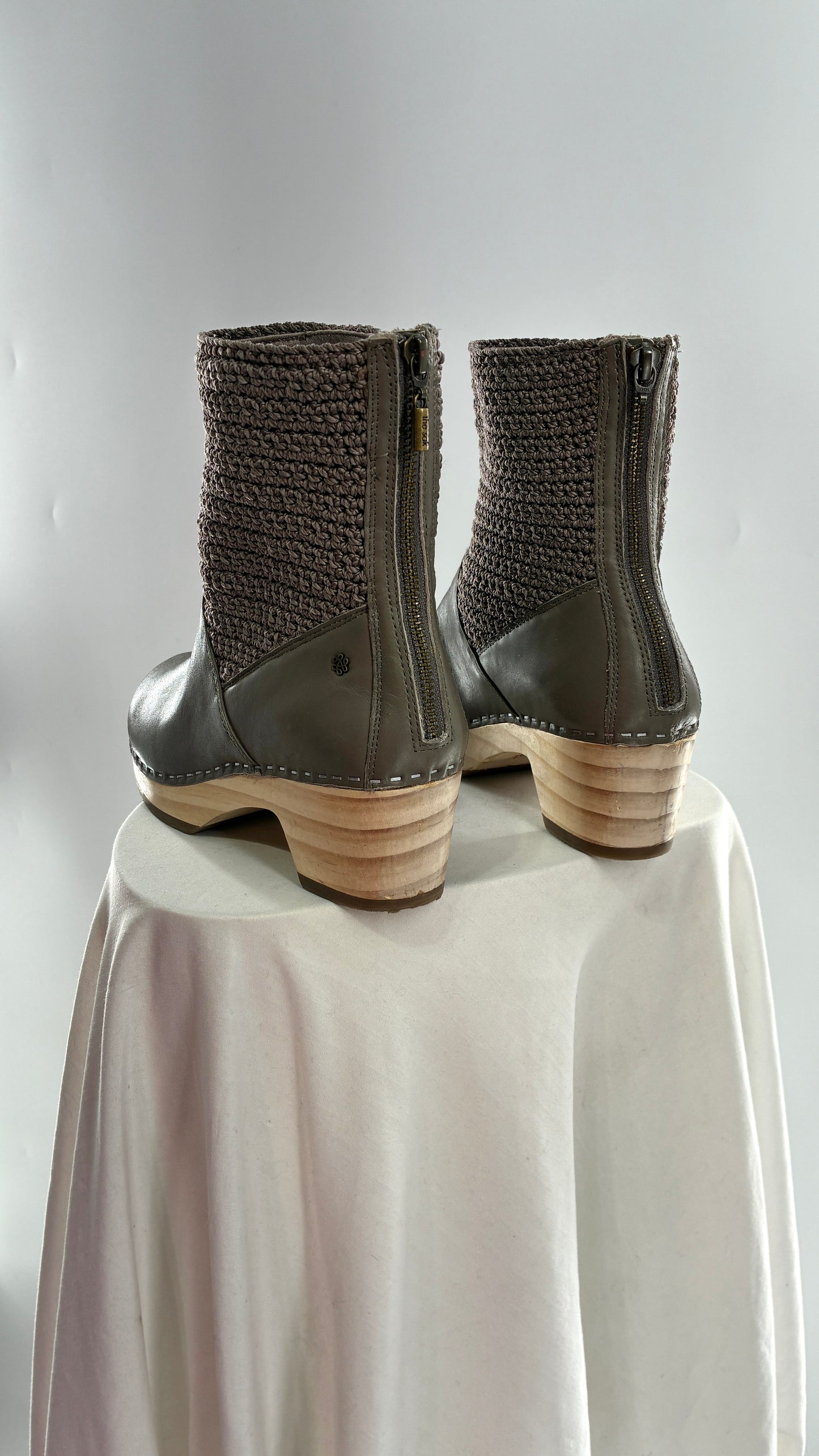 THE SAK Crochet and Leather Wooden Clog Boots (7)
