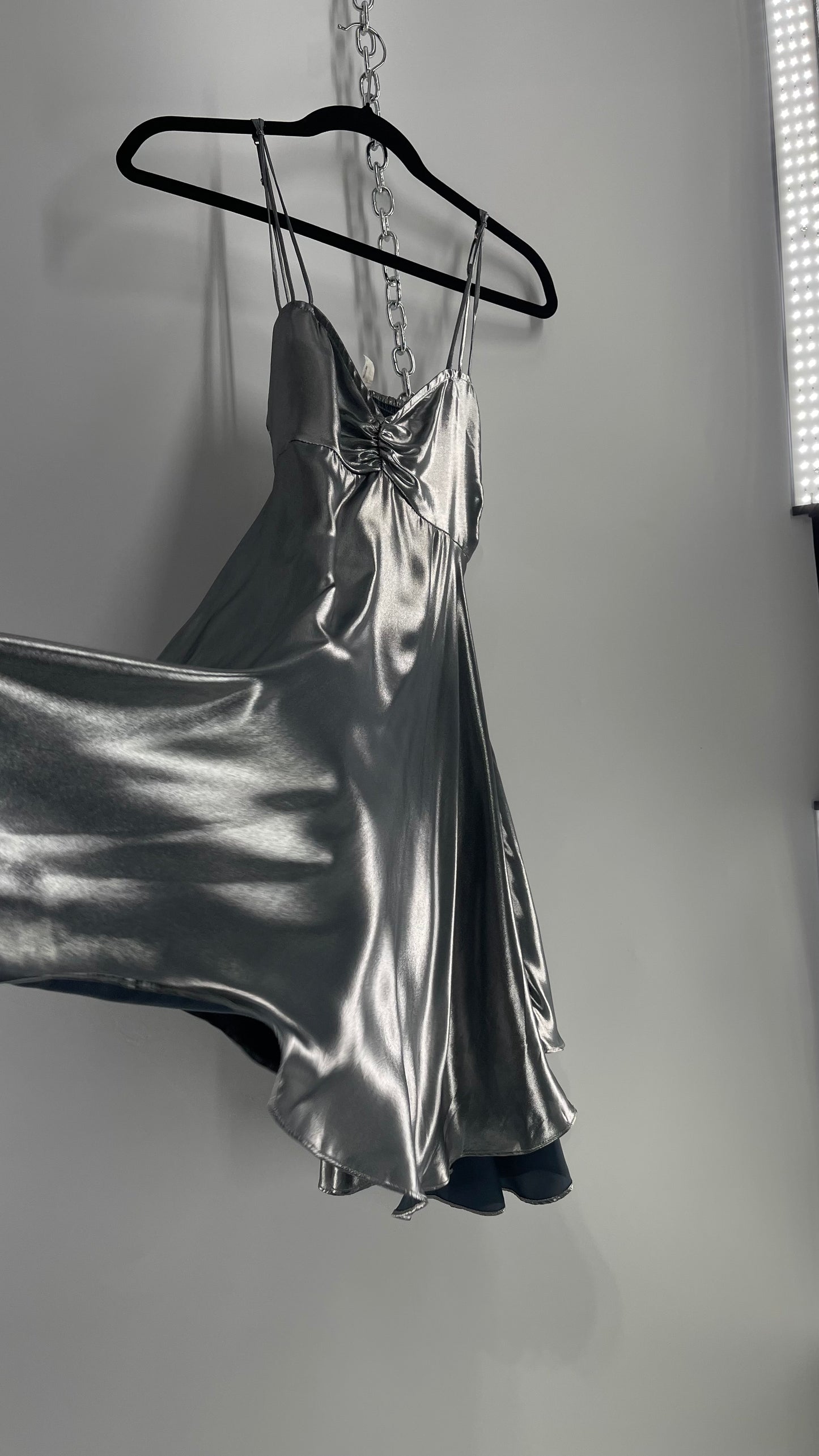 Intimately Free People Liquid Metal Silver Backless Dress (XS)