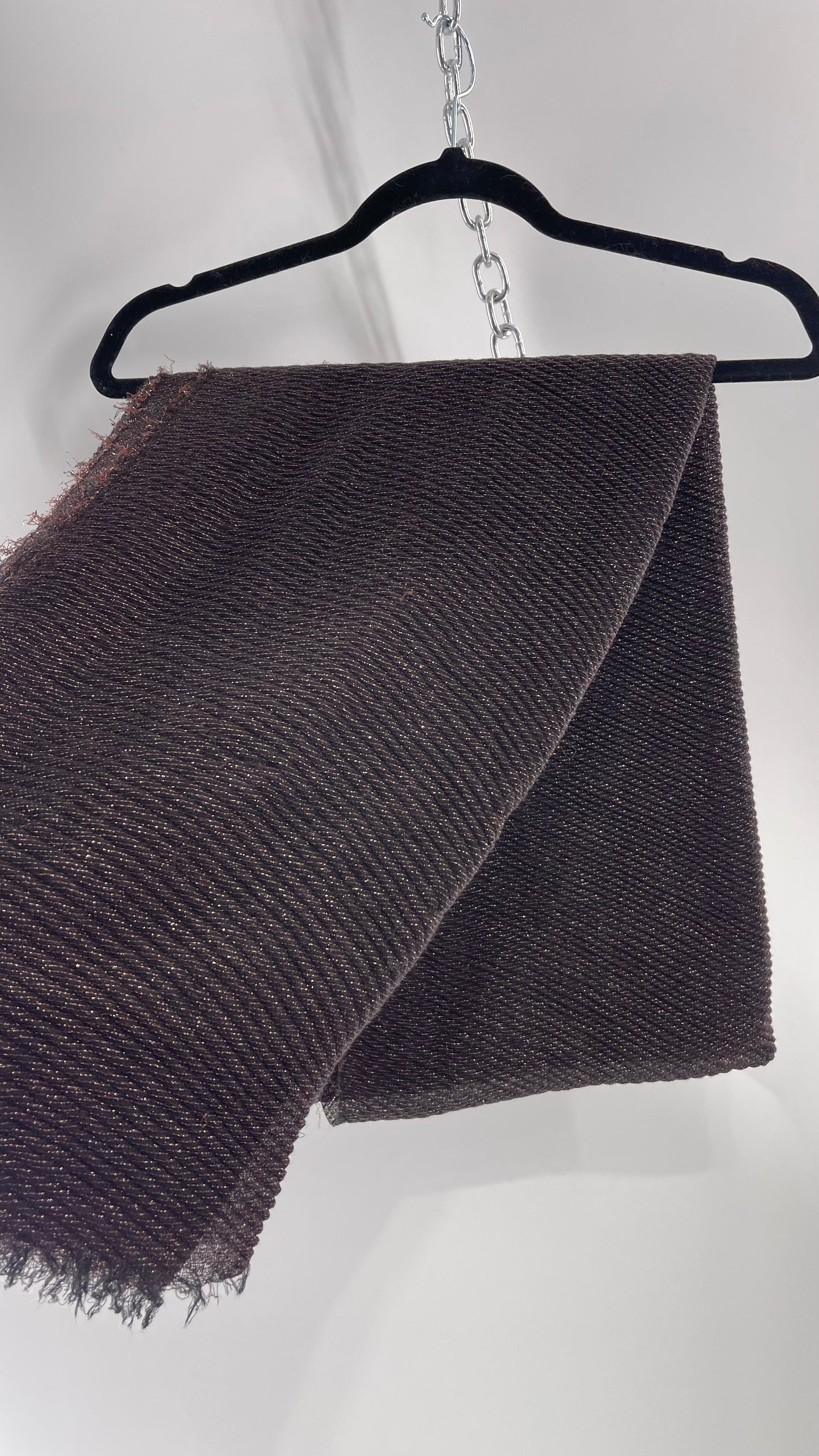 Maurice’s Black Thin Knit Voluminous Scarf with Bronze Woven Tinsel