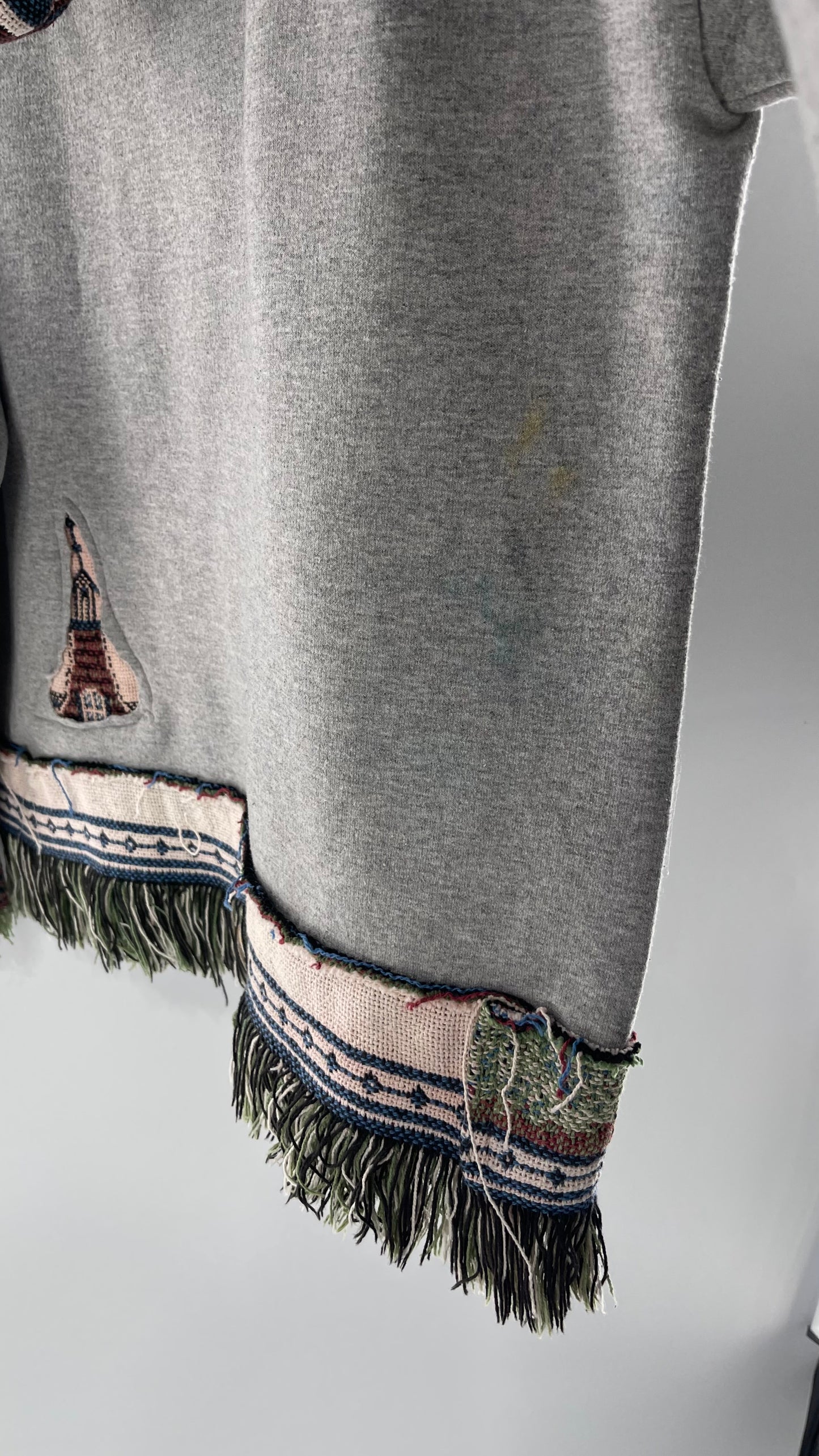 CUSTOM NY Tappanzee Rugged Distressed Blanket Hoodie with Coloration Gradient (S/M)