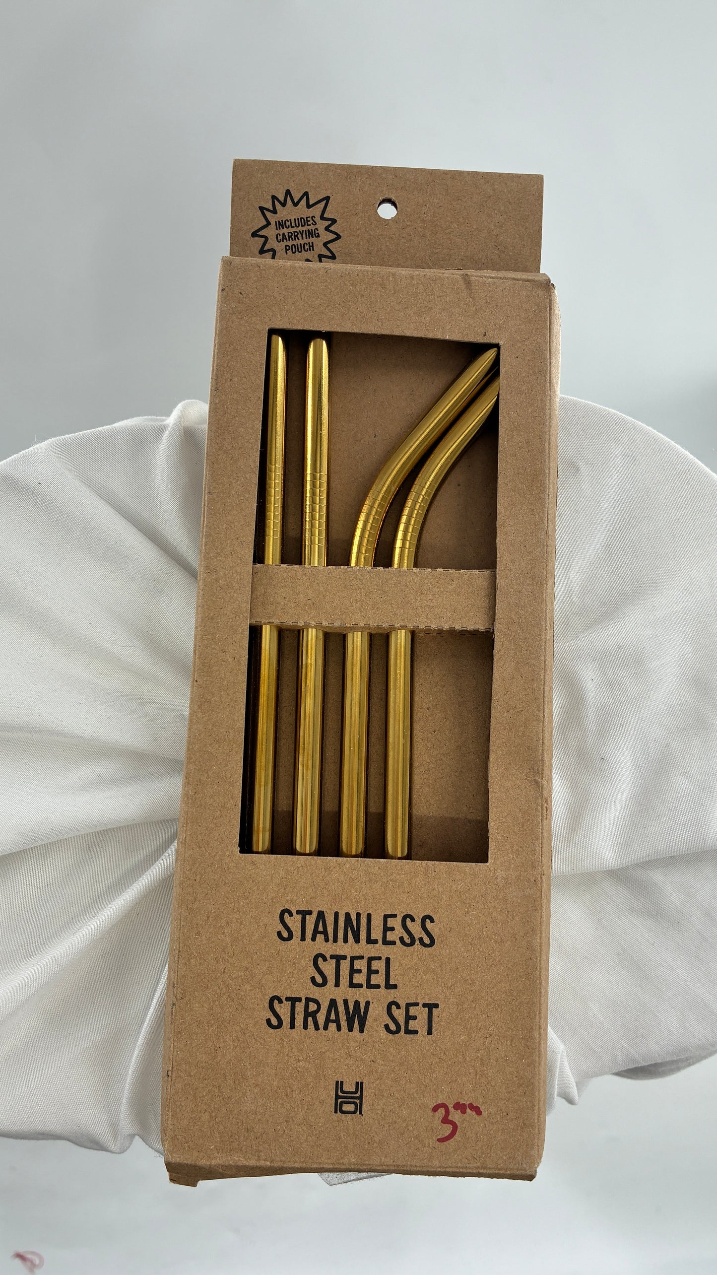 Golden Steel Reusable Straw Set