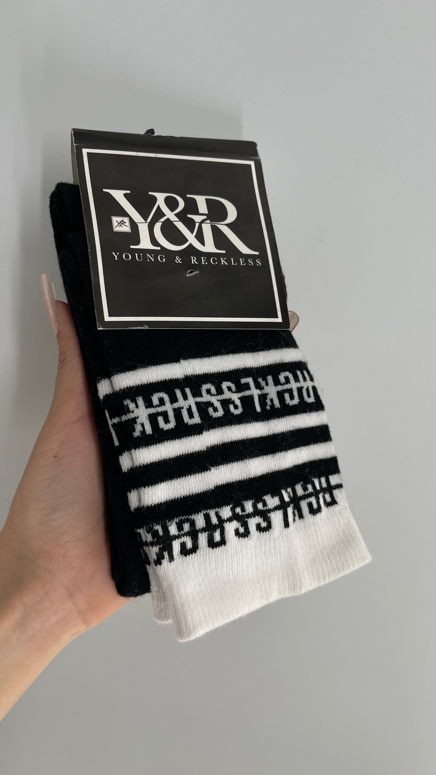 Young & Reckless Black and White Socks