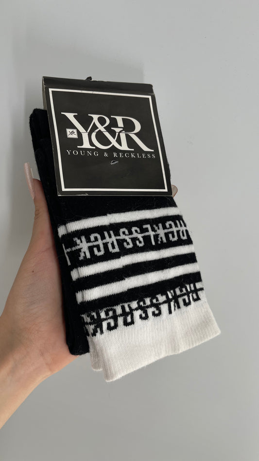 Young & Reckless Black and White Socks