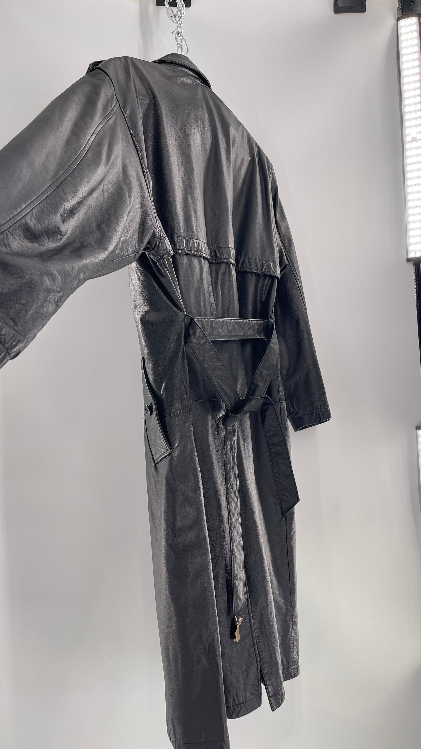 Georgetown Vintage Black Leather Trench Coat (Medium)