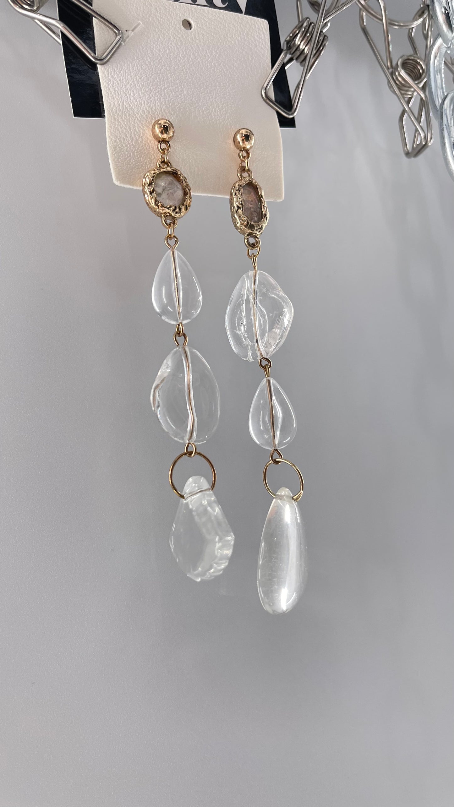 Free People Crystal Clear Opal Earring with Gold Accents