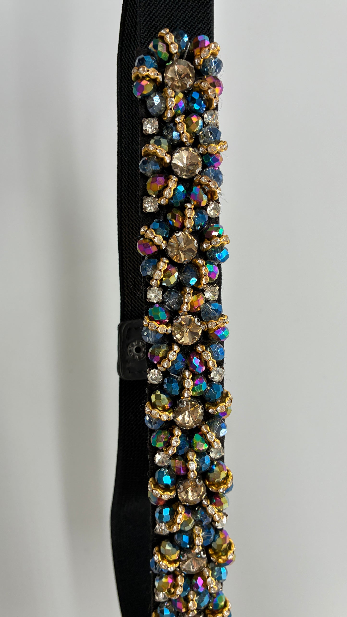 Vintage Elastic Belt Covered in Beaded Appliqués