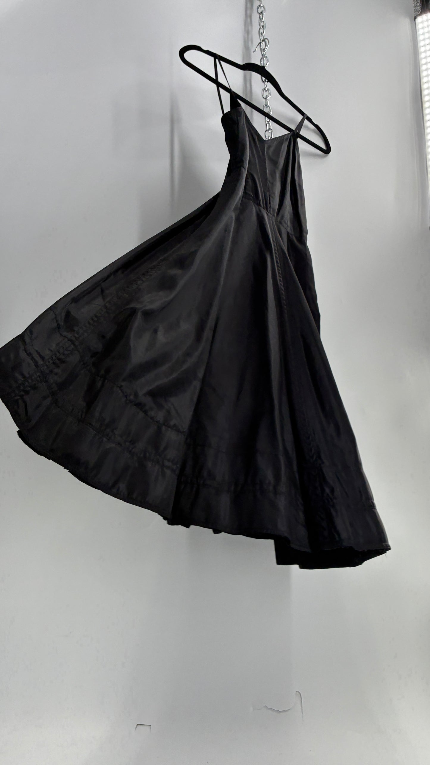Vintage Black Midi Crinoline Style Dress (S)
