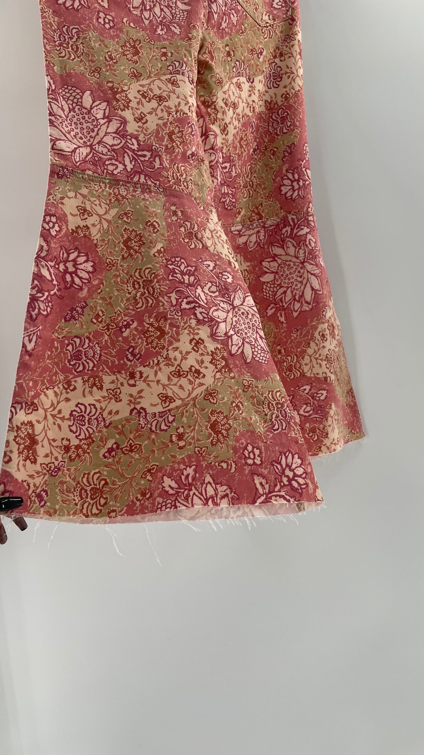 Free People Youthquake Pink Floral Flare Bell Bottoms (31)