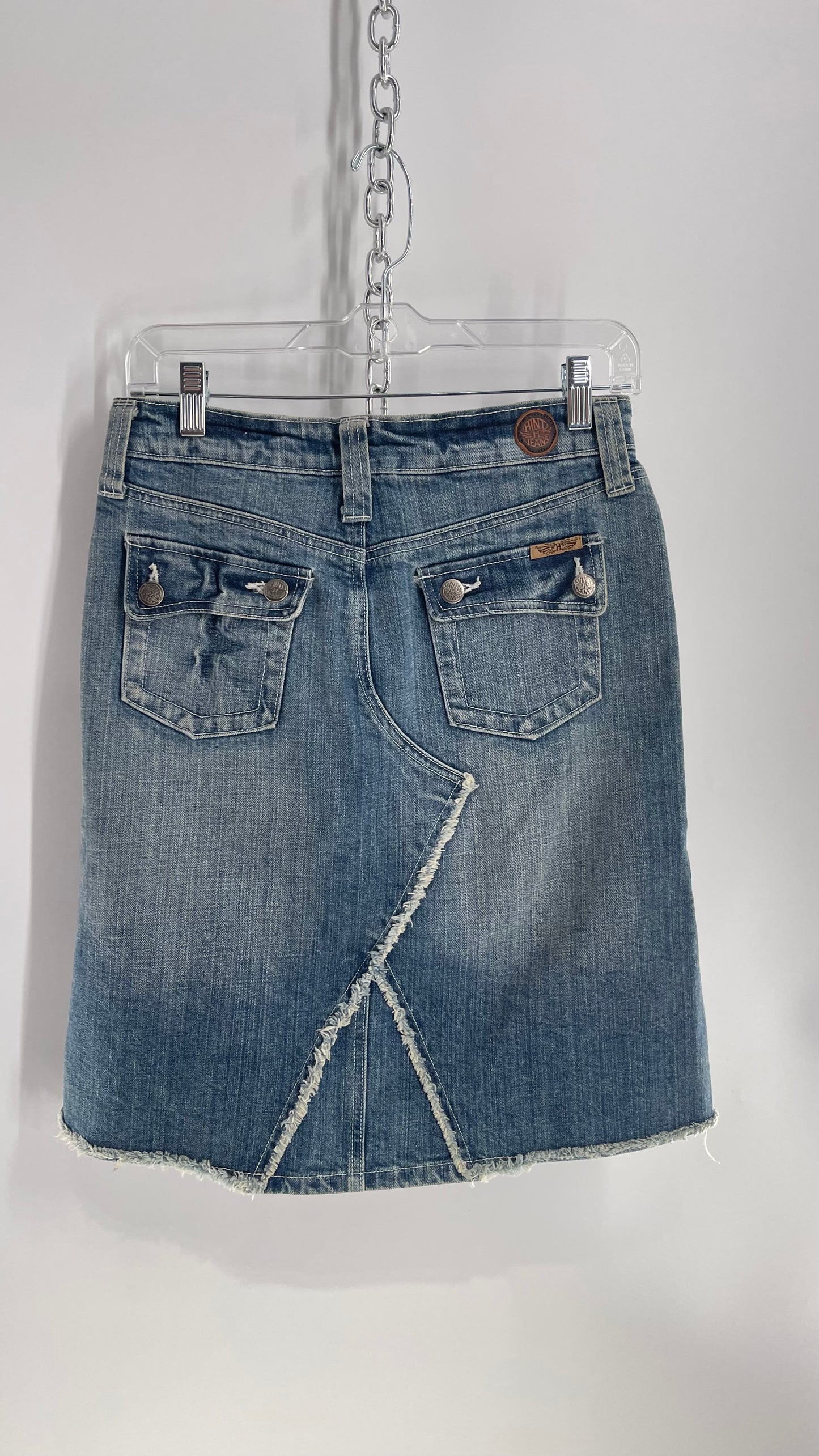 Vintage Hint Jeans Denim Skirt with Frayed Seams (1)
