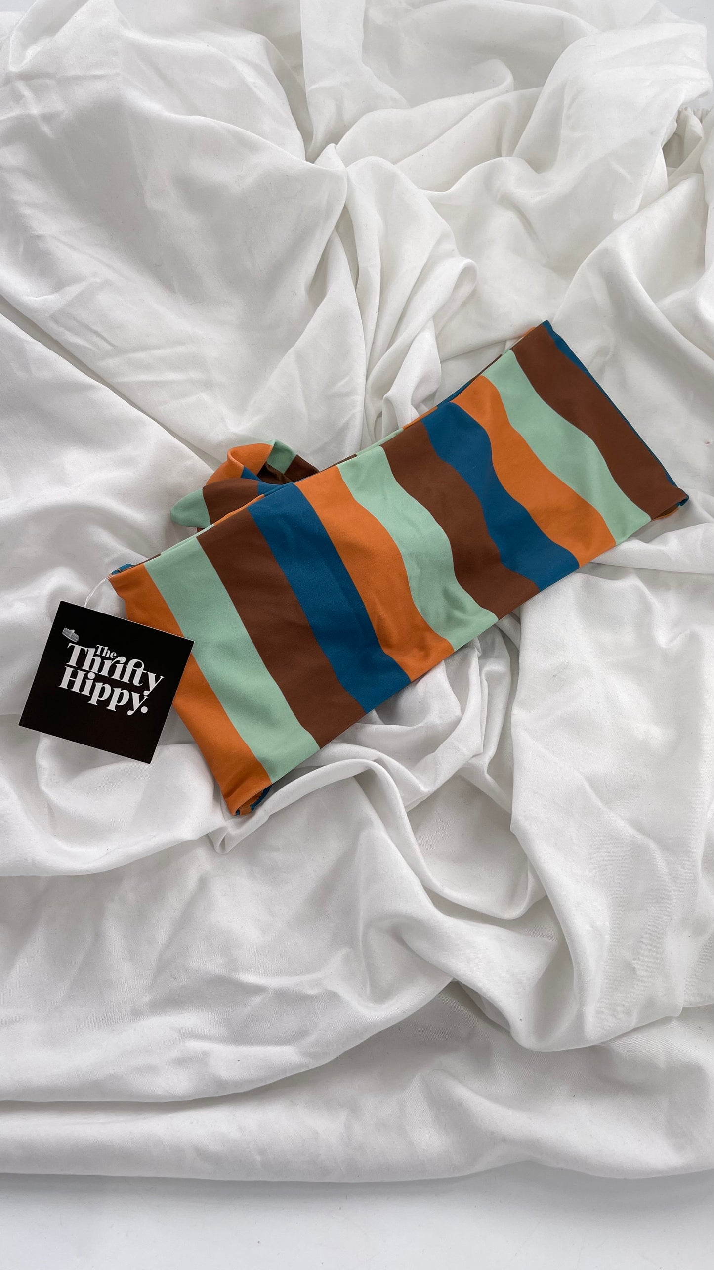 GILLIA swim Striped Bandeau Swim Top (Small)