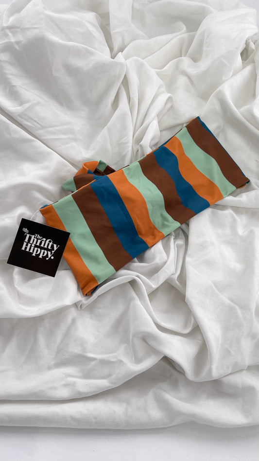 GILLIA swim Striped Bandeau Swim Top (Small)