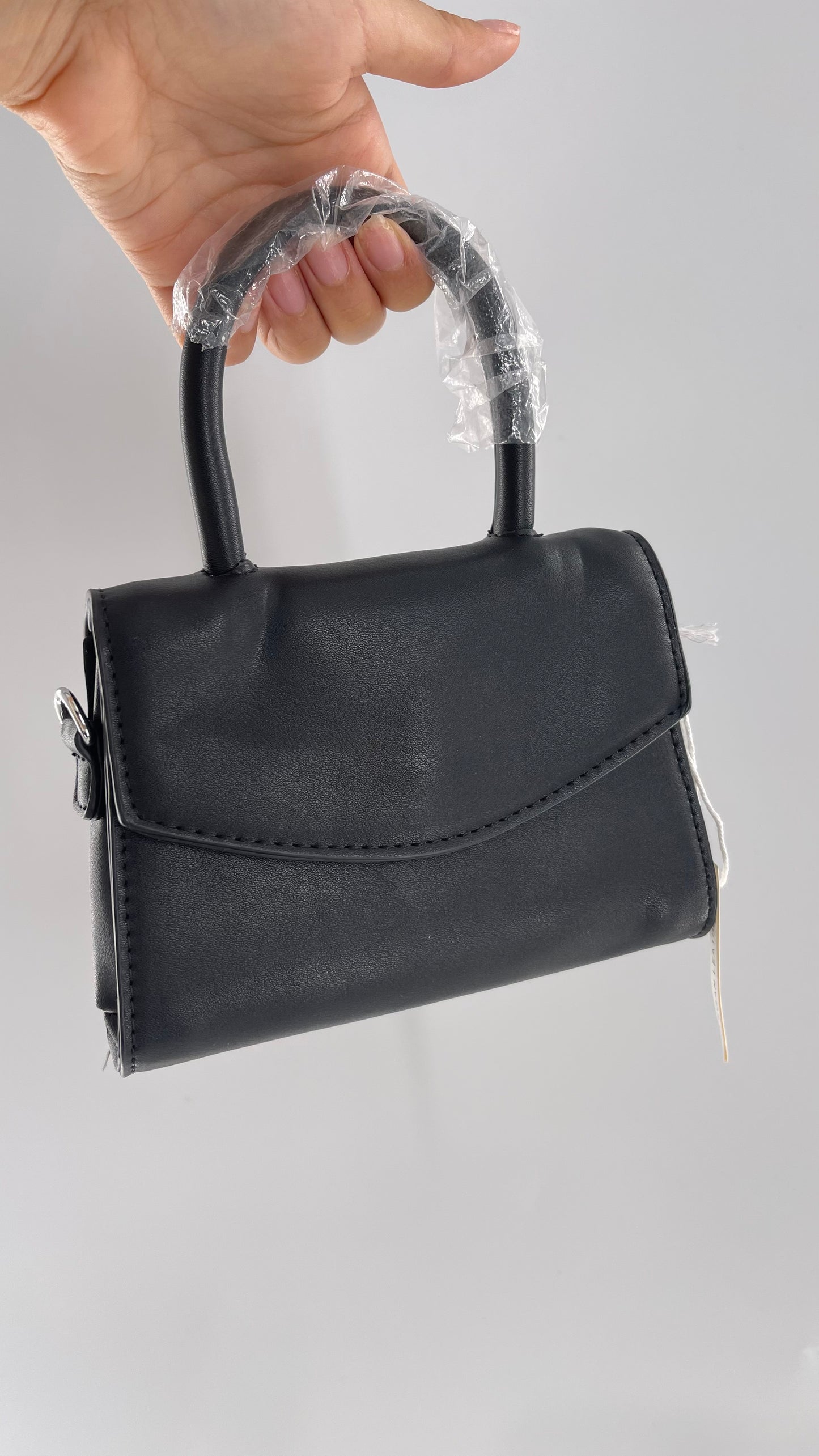 Urban Outfitters Black Vegan Leather Ultra Mini Purse with Detachable Crossbody Strap