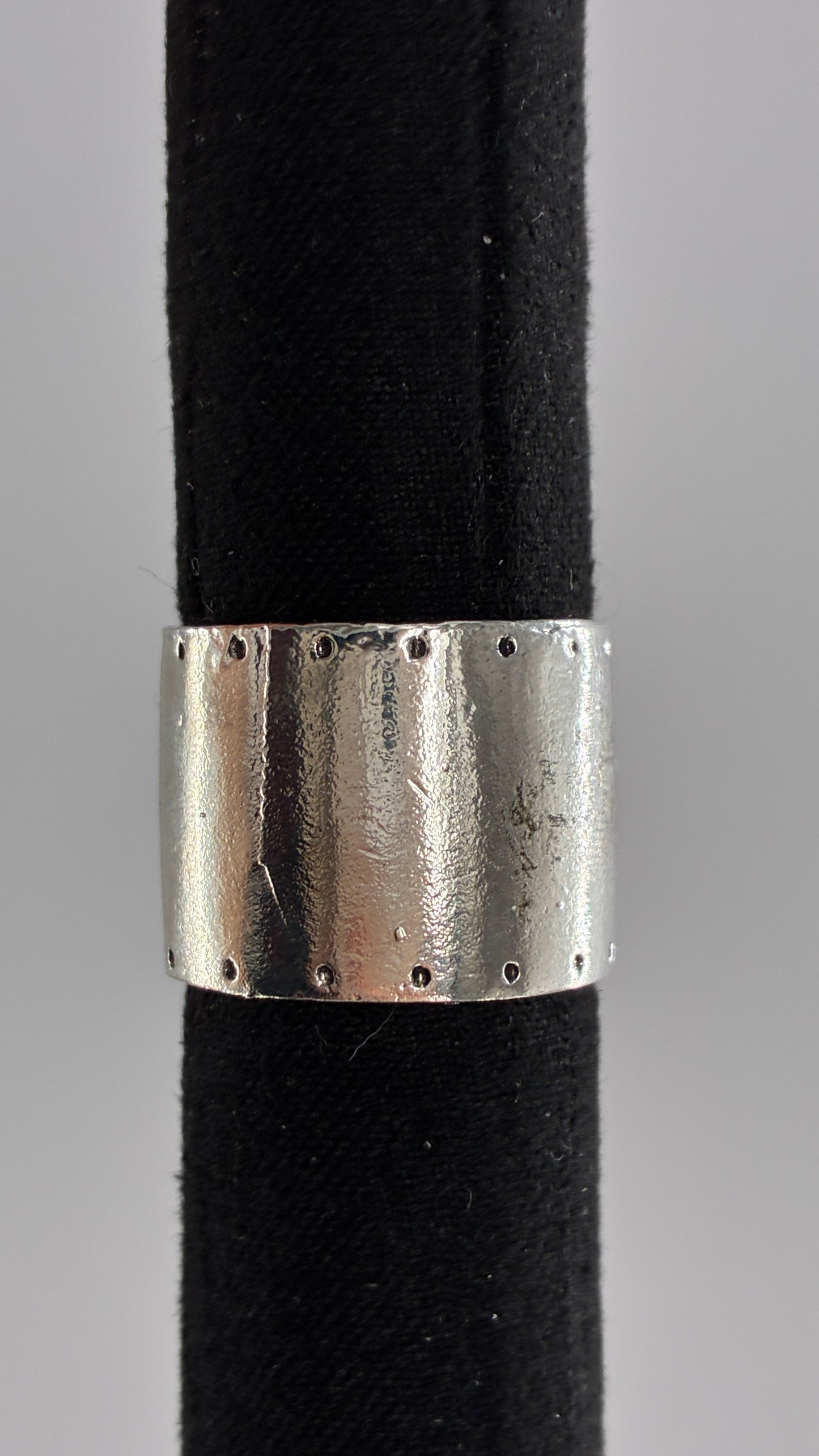 Silver Hardware Cuff Ring with Engraved Heart