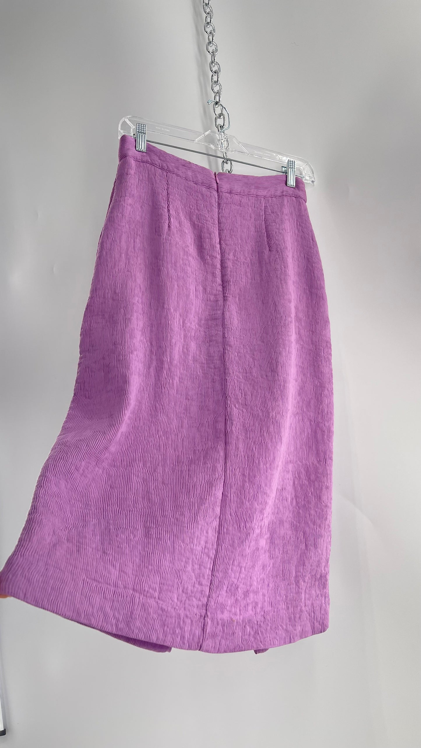 Endless Rose Anthropologie Lavender Crimped/Textured Midi Skirt (Medium)