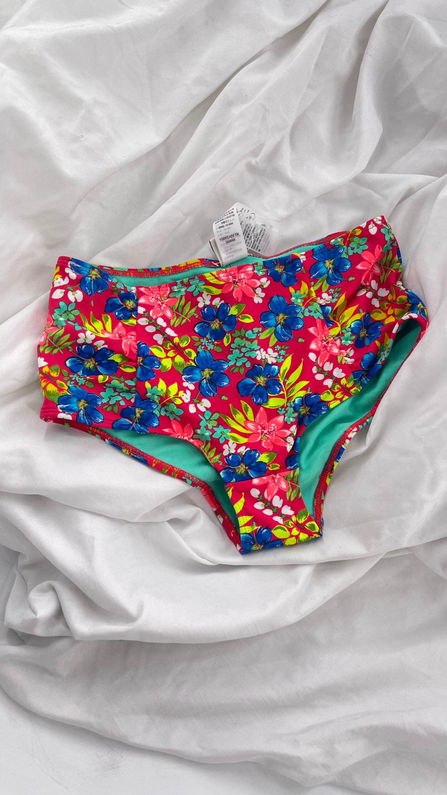 Hollister Red Tropical Mid Rise Cheeky Swim Bottoms (S)