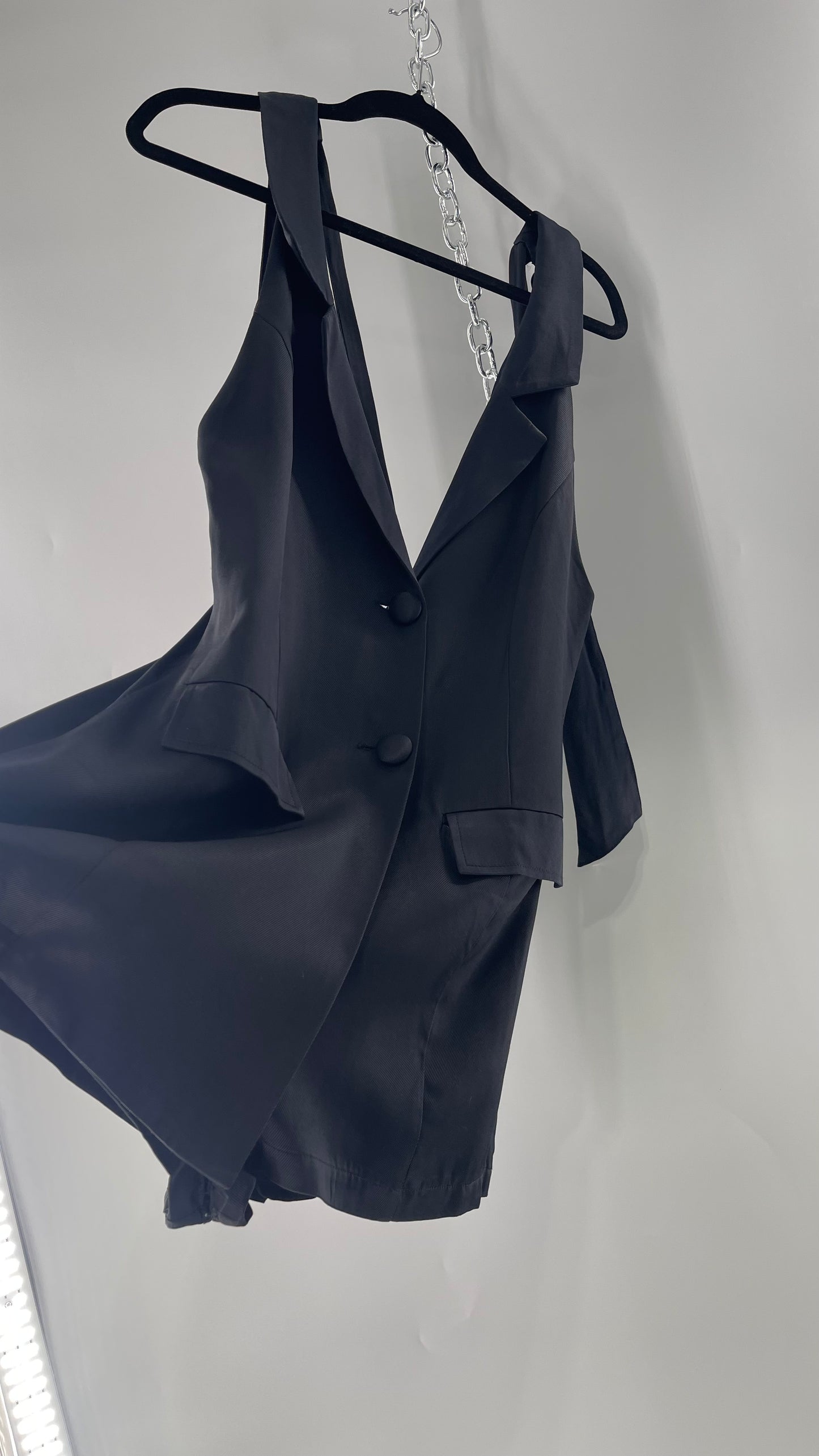 Free People Black Blazer Tuxedo Sleeveless Romper Jumpsuit (S)