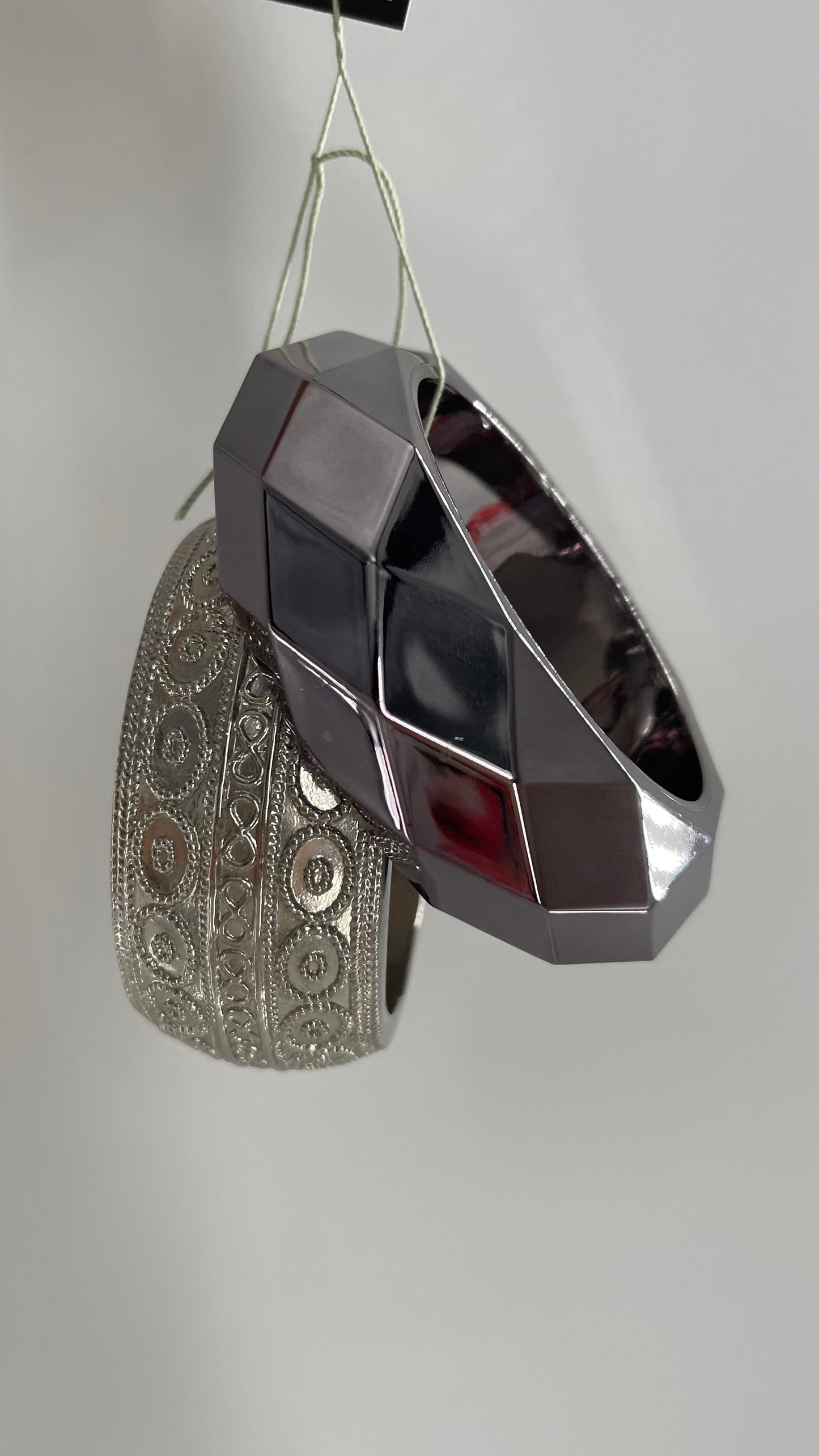 Vintage Rocker Silver/Chrome Bangle Set