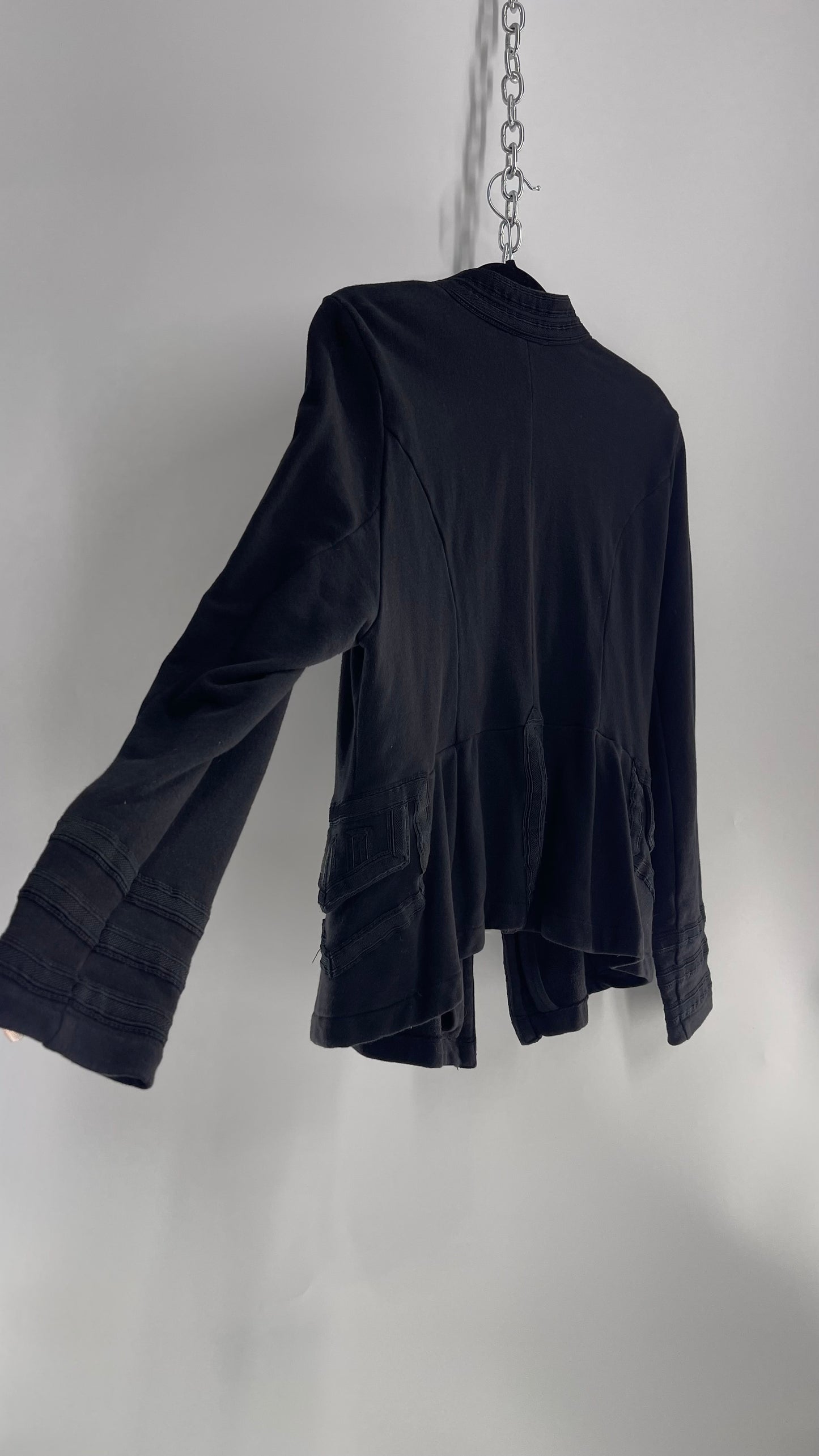 Vintage Black Military Style Button Front Jacket (XL)