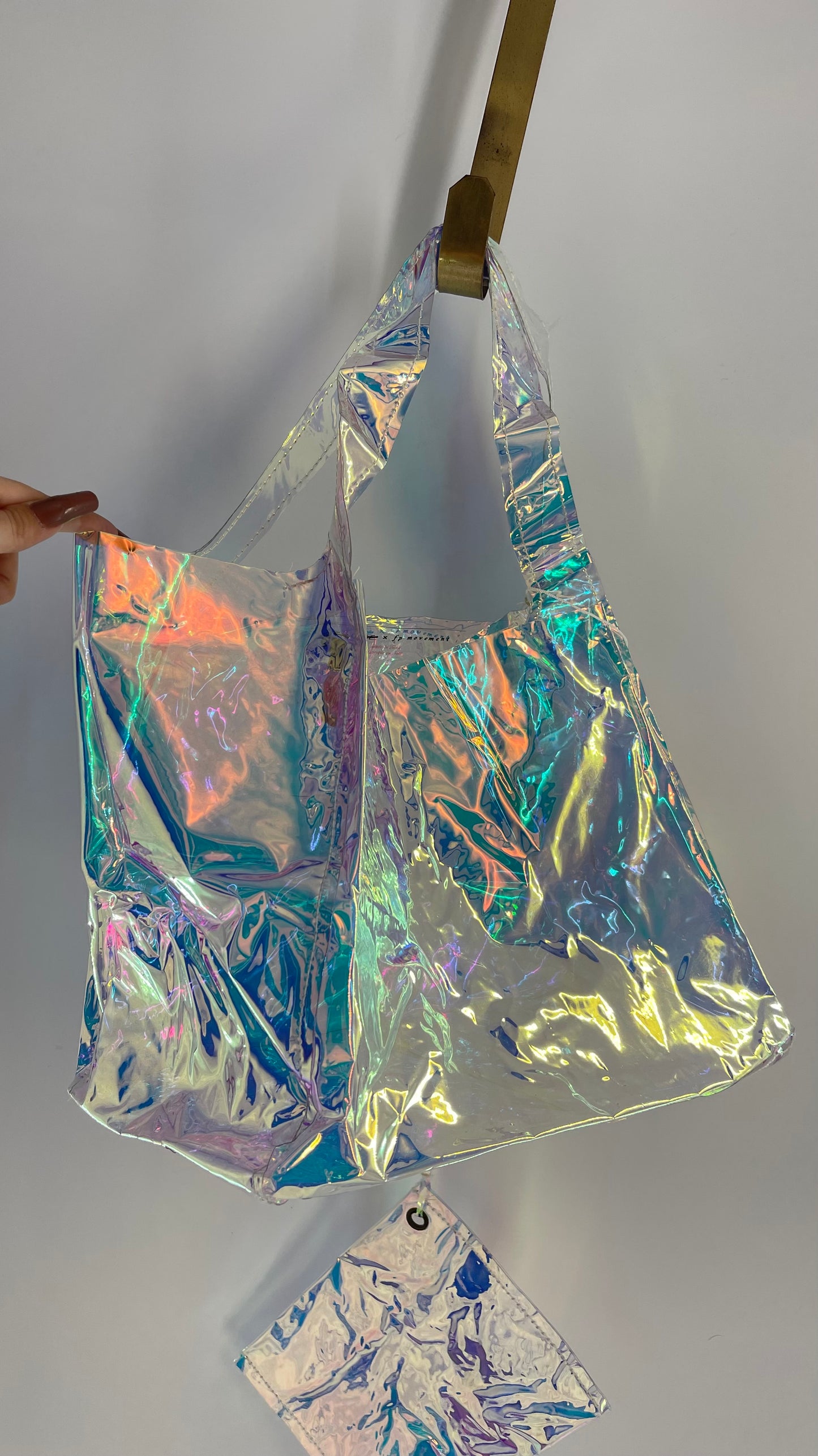 Free People Movement Iridescent Color Changing Tote Bag and Pouch Set