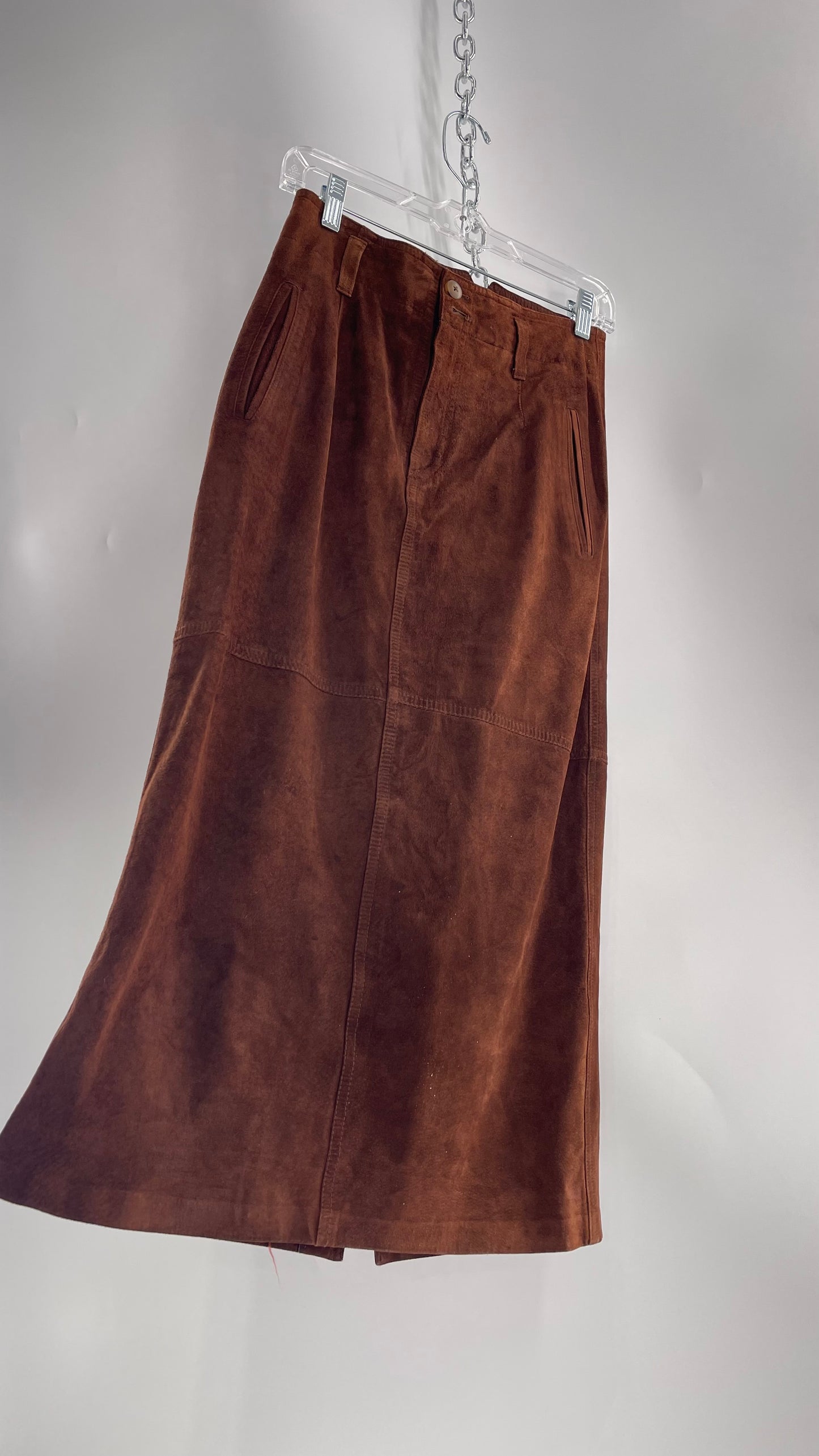 Vintage Lizwear Chocolate Brown Suede Long Skirt